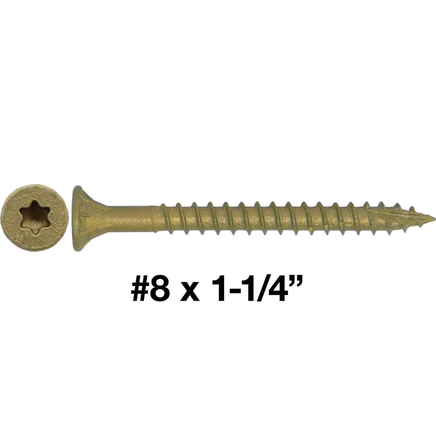 #8 x 3/4" - 2" Bronze Exterior Coated Wood Screw Torx/Star Drive Head - Multipurpose Exterior Coated Torx/Star Drive Wood Screws