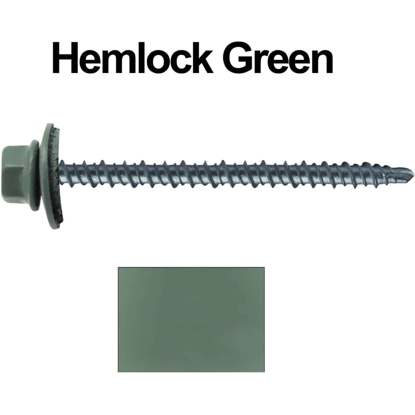 #10 x 3" Mini Driller Sheet Metal Roofing Screw - Hex Washer Head - Self starting metal to wood siding screws. EPDM washer. Colored head.