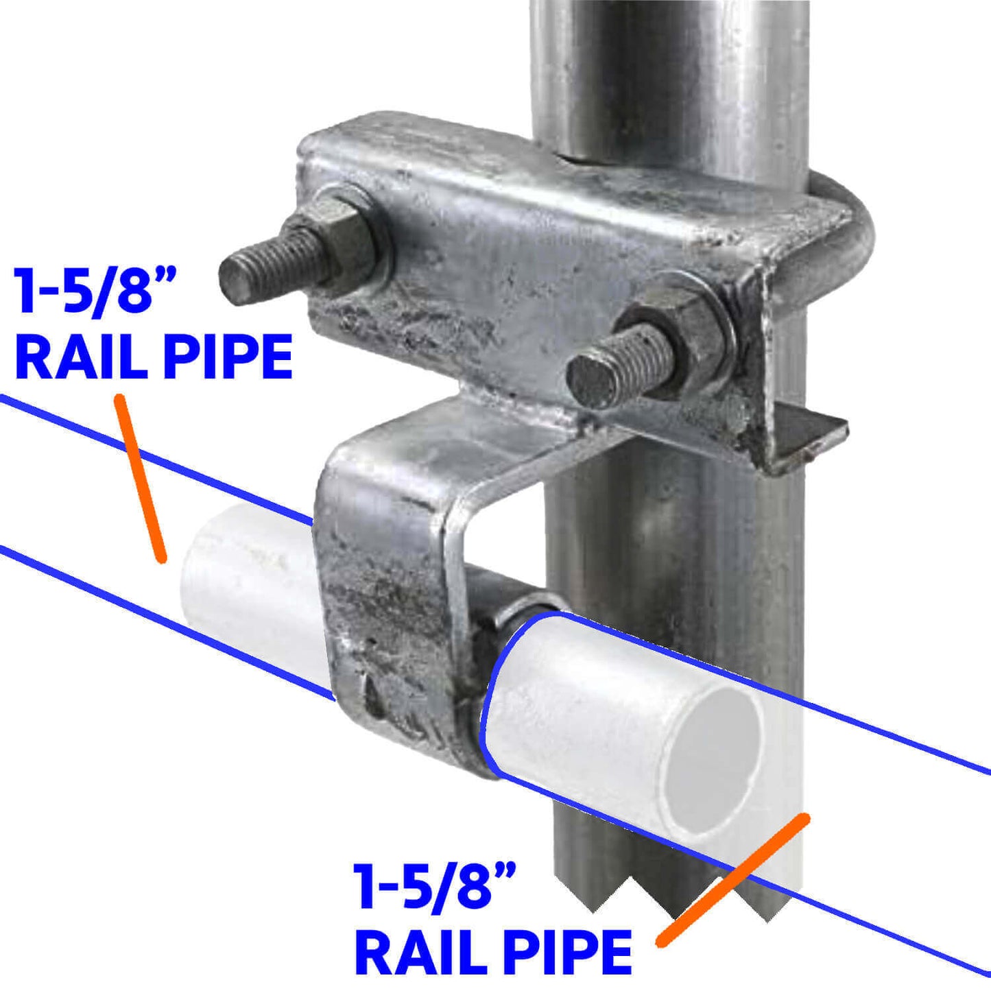 ROLLING/SLIDING GATE TRACK BRACKET: for 1-5/8" Track Rail and 1-5/8" to 2-7/8" Fence Post