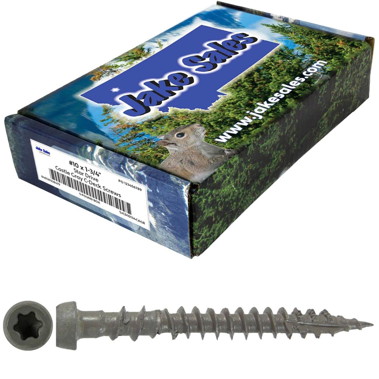 #10 x 1-3/4" Colored Composite Decking Wood Screws with Torx/Star Drive Head (T20 Bit), Exterior Coated, Compatible with Pressure Treated and ACQ Lumber