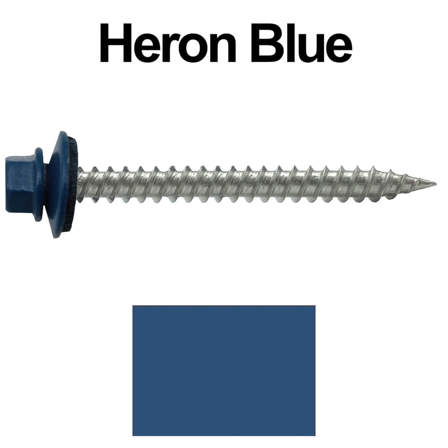 #9 x 2" Stainless Steel Metal Roofing Screws - Hex Washer Head - Self-Piercing (SP) tip metal to wood. EPDM washer. Colored head.