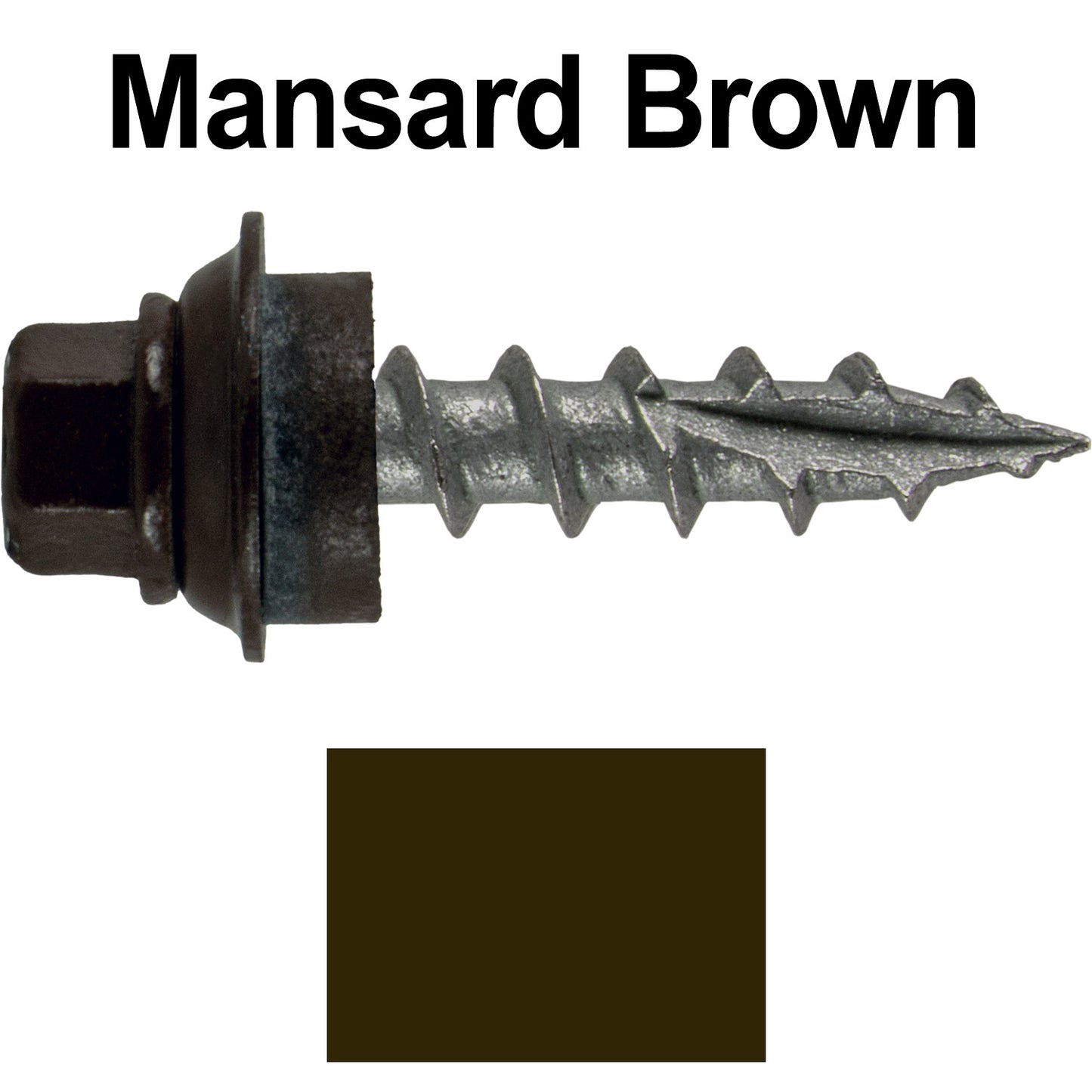 12 X 1" Metal Roofing Screws For OSB and Plywood - Galvanized Metal to Wood Type 17 Tip - 1/4" Hex Head - Assembled EPDM Washer