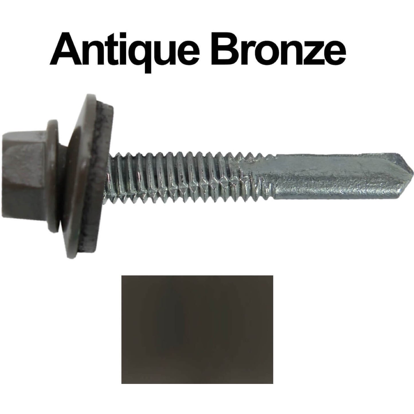 #12 x 1-1/2" Metal to Metal Type #5 Roofing Screws - Hex Head Drill Point. 9/16" EPDM Washer. Colored Head.