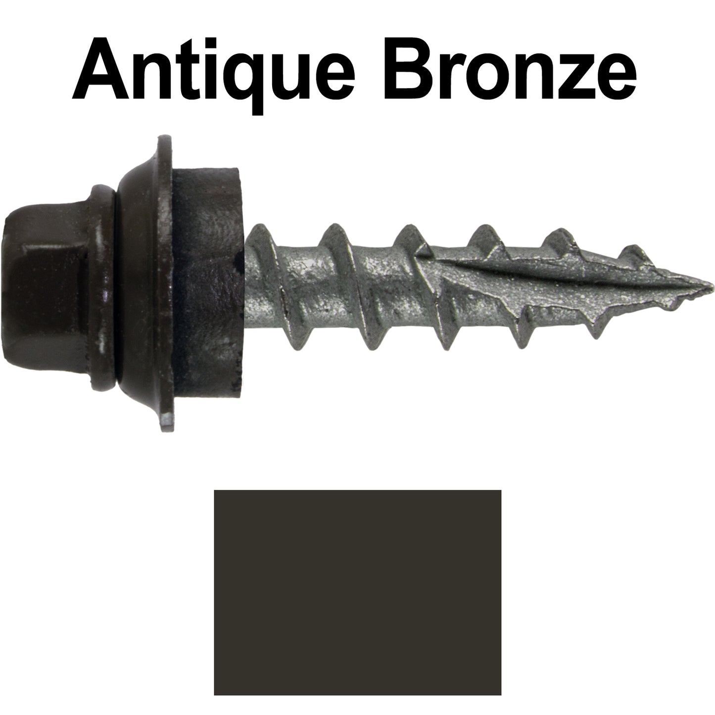12 X 1" Metal Roofing Screws For OSB and Plywood - Galvanized Metal to Wood Type 17 Tip - 1/4" Hex Head - Assembled EPDM Washer
