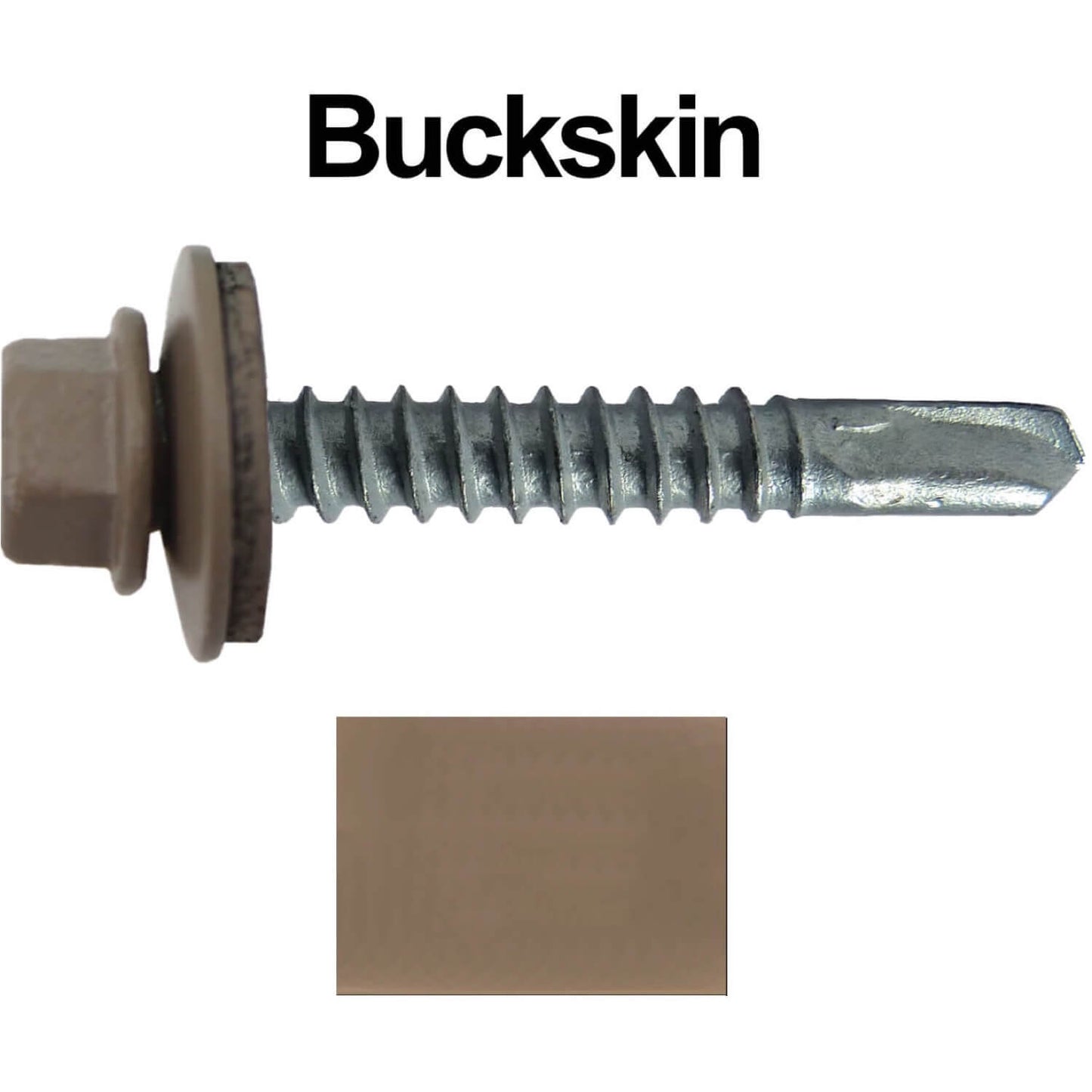 #12x1-1/2" Metal to Metal Type #3 Metal Roofing Screws- Hex Head Drill Point - 9/16" EPDM Washer. Colored head.