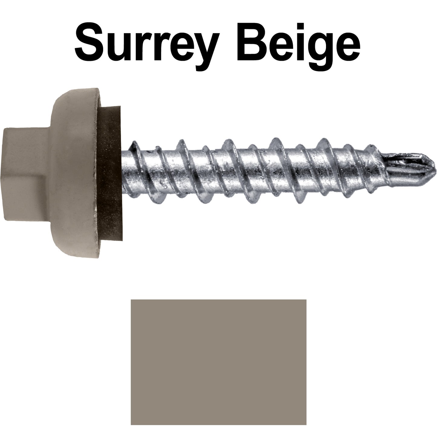 10 X 1" Zinc Aluminum Cap MINI-DRILLER Roofing Screws HI-LO THREAD Zinc Plated Carbon Steel Shank - EPDM Washer - Colored head