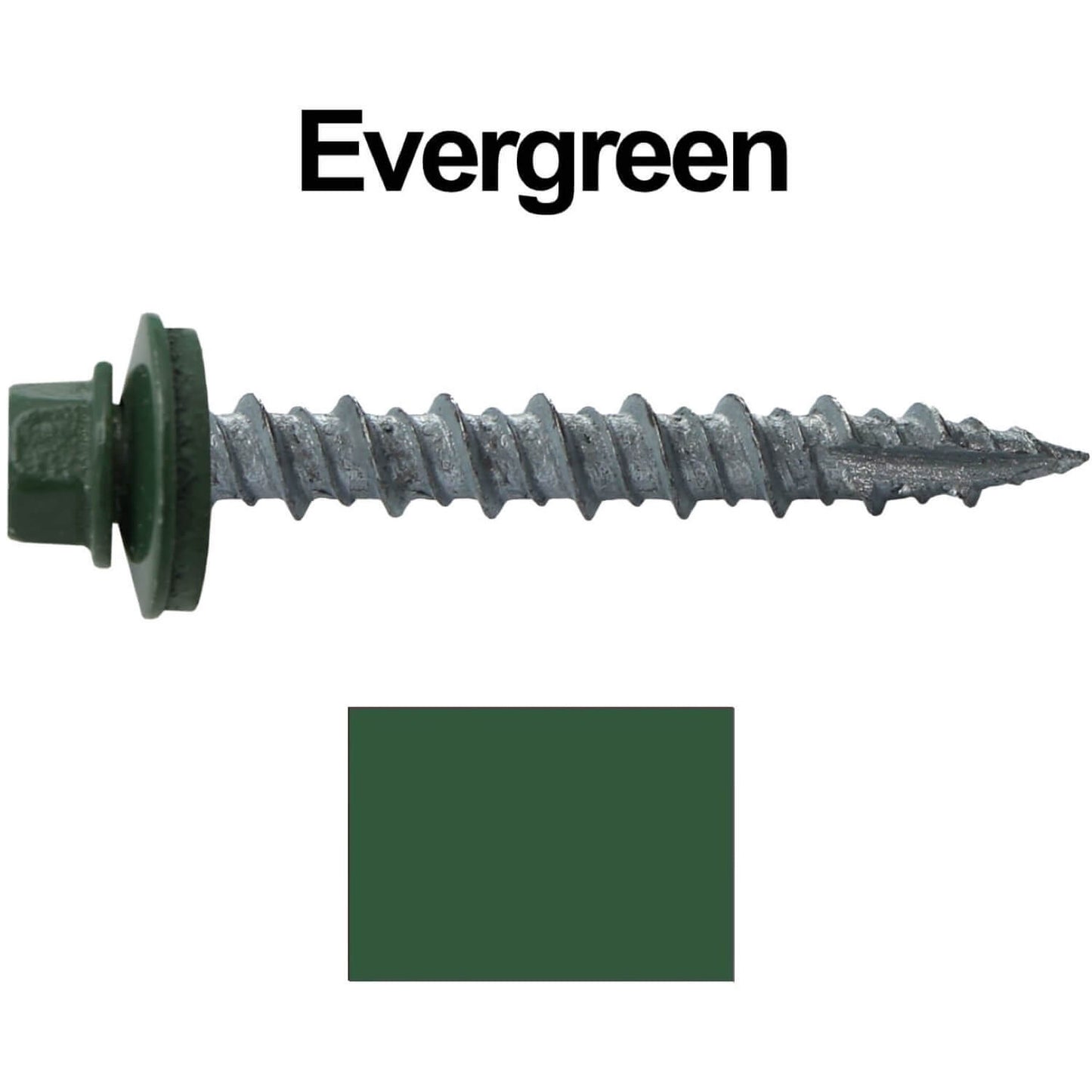 #10 x 1-1/2" Metal ROOFING SCREWS - Hex Washer Head - Self starting/self tapping - EPDM washer. Colored head.