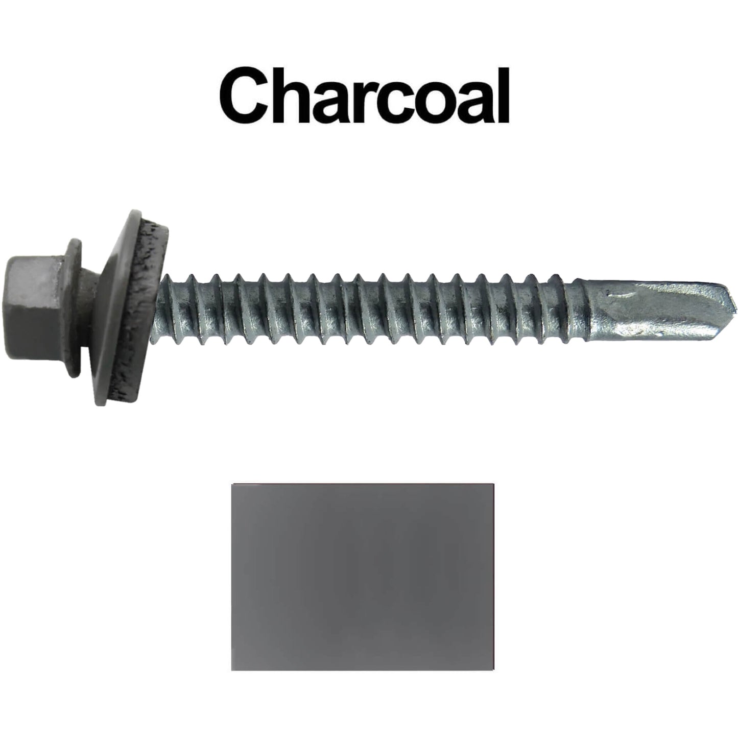 #12 x 2-1/2" Metal to Metal Type #3 Metal Roofing Screws - Hex Head Drill Point - 9/16" EPDM Washer. Colored head.