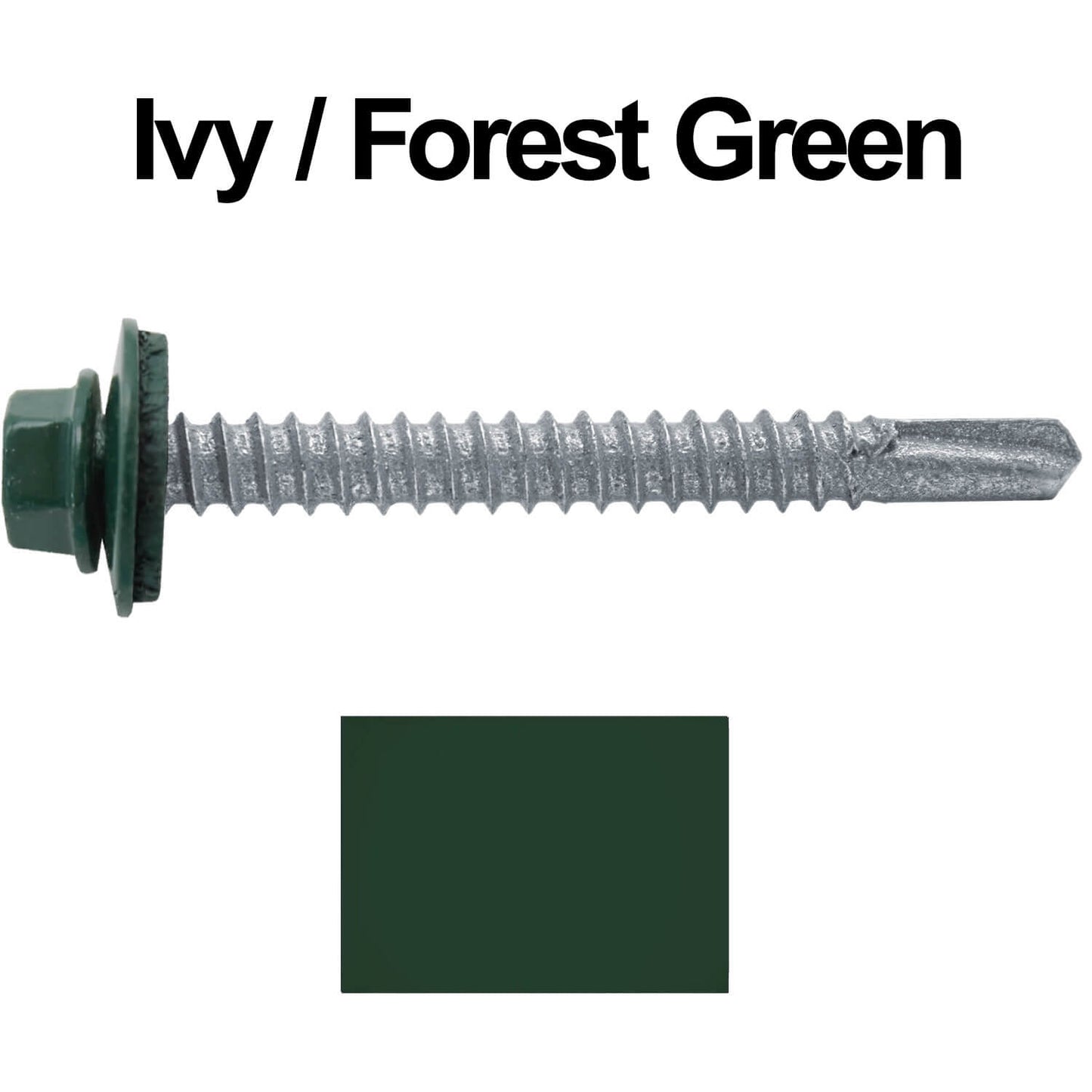 #12 x 2" Metal to Metal Type #3 Metal Roofing Screws - Hex Head Drill Point - 9/16" EPDM Washer.
