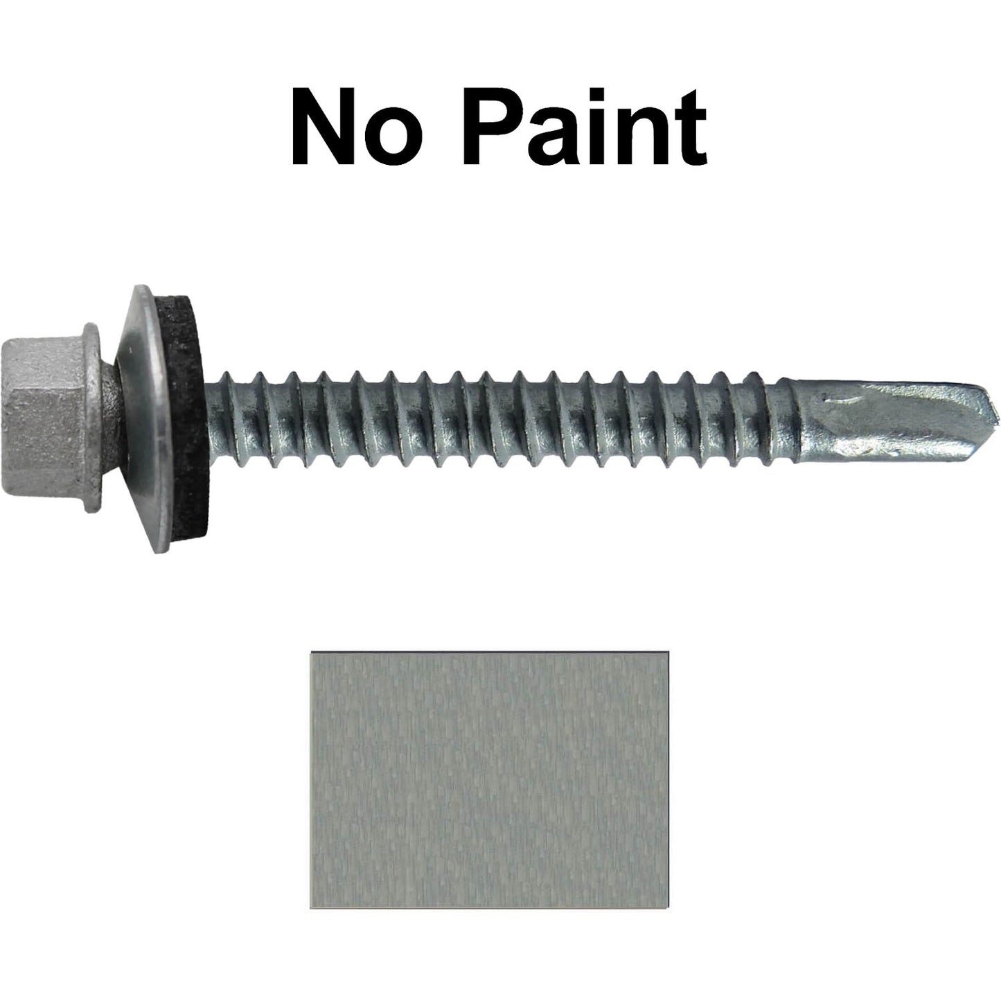 #12 x 2-1/2" Metal to Metal Type #3 Metal Roofing Screws - Hex Head Drill Point - 9/16" EPDM Washer. Colored head.