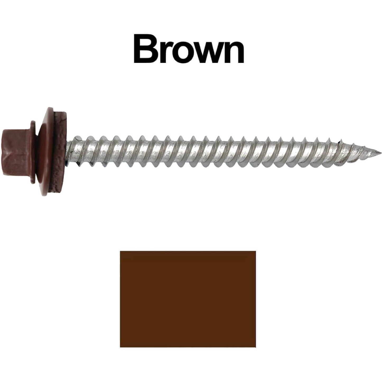 12 x 2-1/2" Stainless Steel Metal Roofing Screw - Hex Washer Head - Self starting/self tapping - EPDM washer. Colored head.