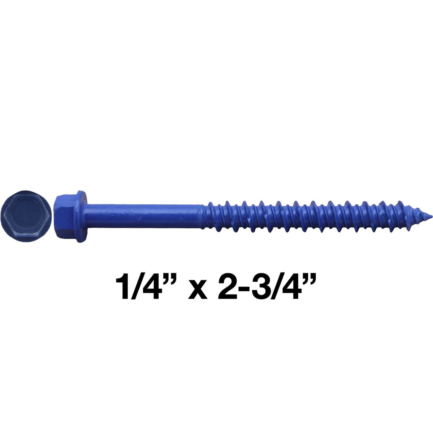 Blue Carbon Steel Hex Head Concrete Anchor Screws. Carbon Steel Hardened - Interior & Exterior Coated Rust and Corrosion Resistant Screws