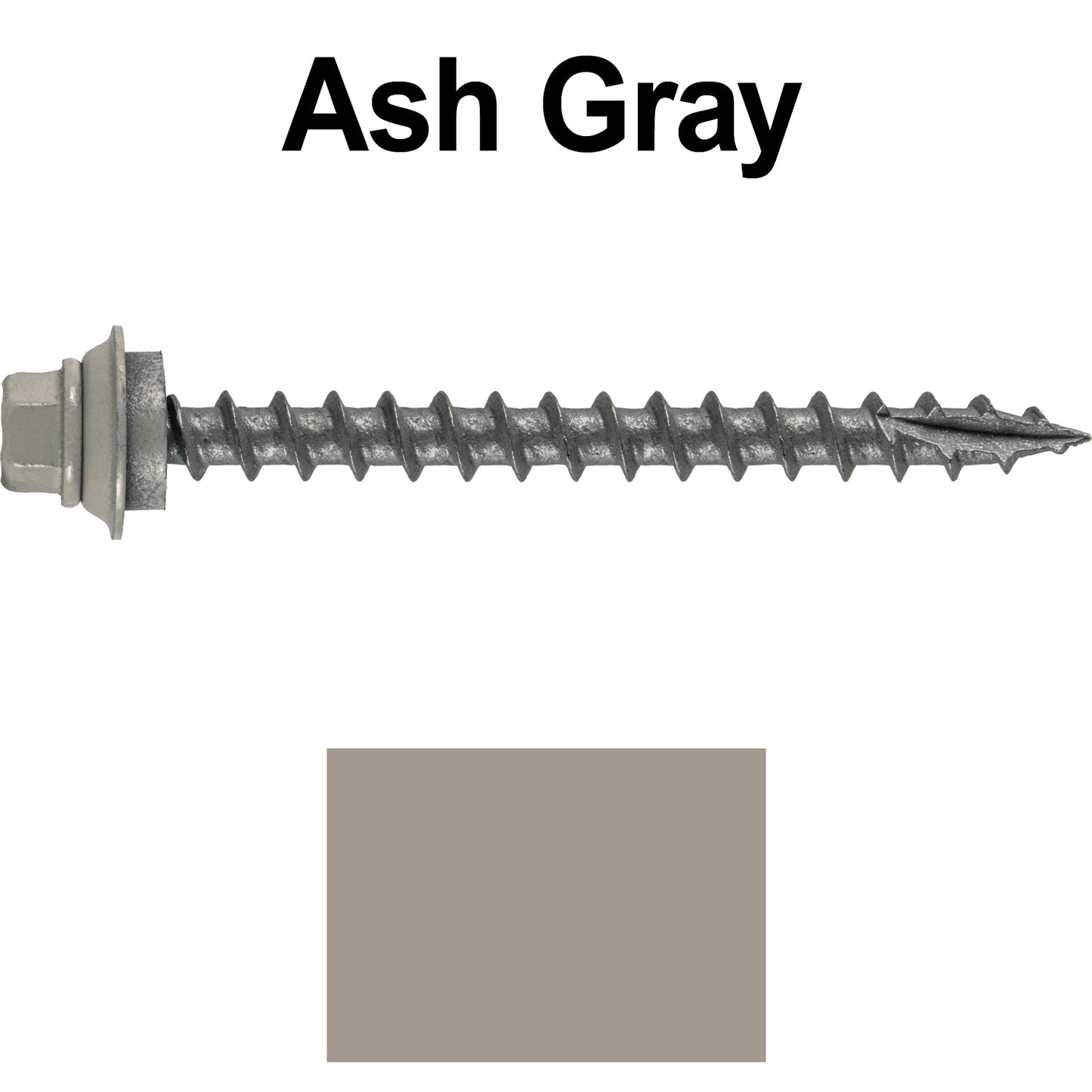 12 X 2-1/2" Metal Roofing Screws For OSB and Plywood - Galvanized Metal to Wood Type 17 Tip - 1/4" Hex Head - Assembled EPDM Washer