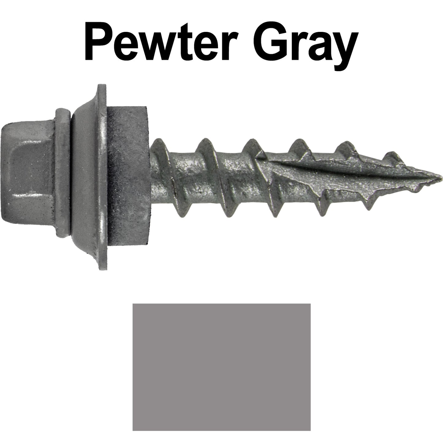 12 X 1" Metal Roofing Screws For OSB and Plywood - Galvanized Metal to Wood Type 17 Tip - 1/4" Hex Head - Assembled EPDM Washer