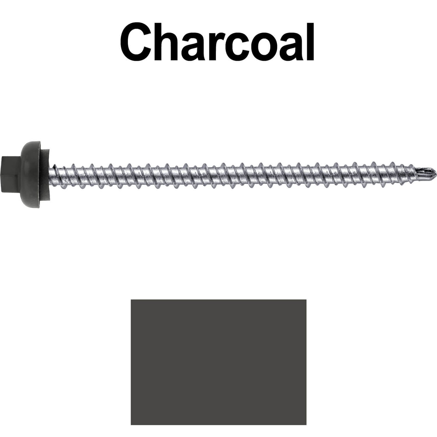 10 X 3" Zinc Aluminum Cap MINI-DRILLER Roofing Screws HI-LO THREAD Zinc Plated Carbon Steel Shank - EPDM Washer - Colored head