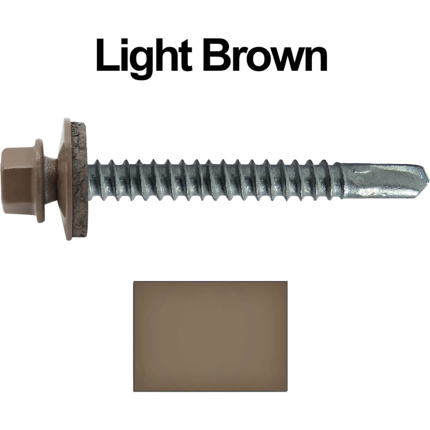 #12 x 2-1/2" Metal to Metal Type #3 Metal Roofing Screws - Hex Head Drill Point - 9/16" EPDM Washer. Colored head.