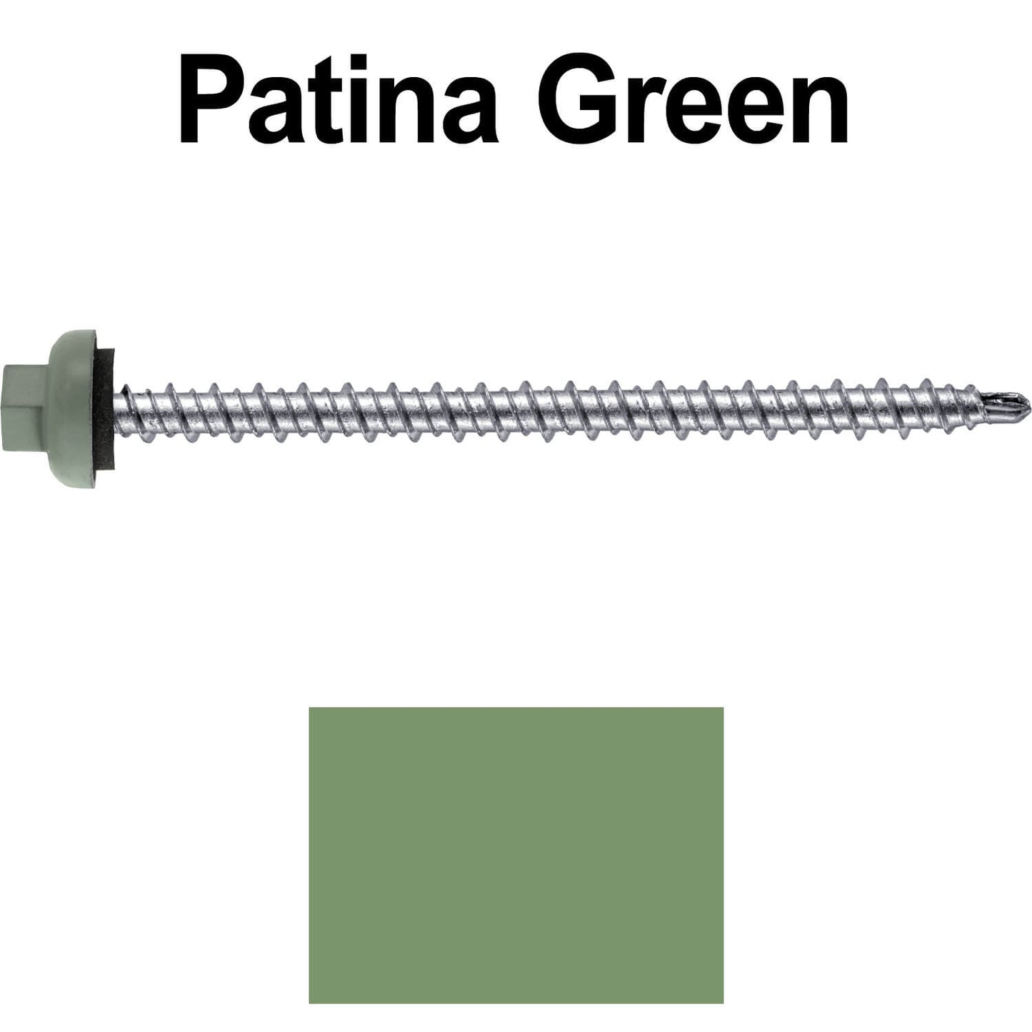 10 X 3" Zinc Aluminum Cap MINI-DRILLER Roofing Screws HI-LO THREAD Zinc Plated Carbon Steel Shank - EPDM Washer - Colored head