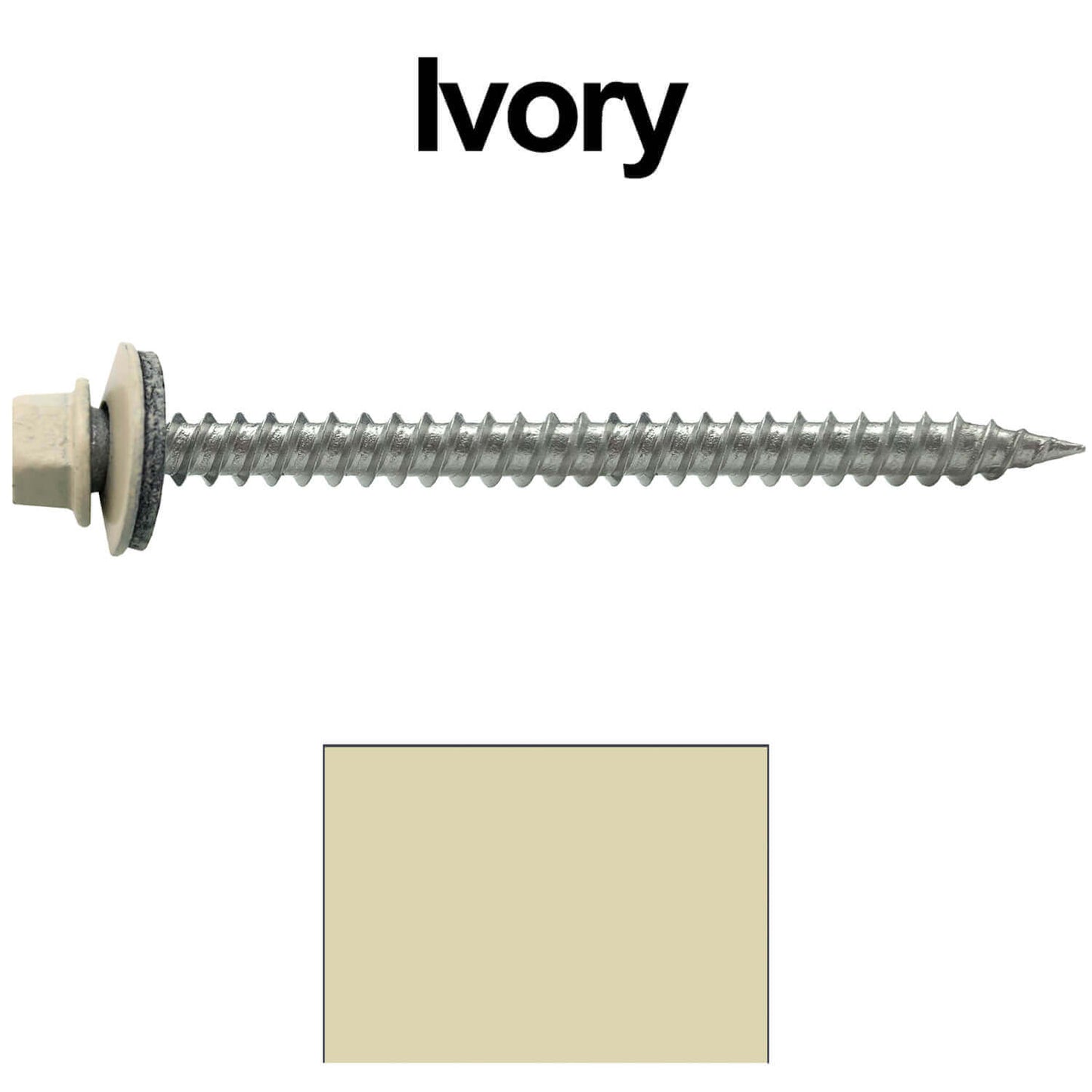 9 x 2-1/2" - Stainless Steel Metal Roofing Screws - Hex Washer Head - Self starting metal to wood siding screws. EPDM washer. Colored head.