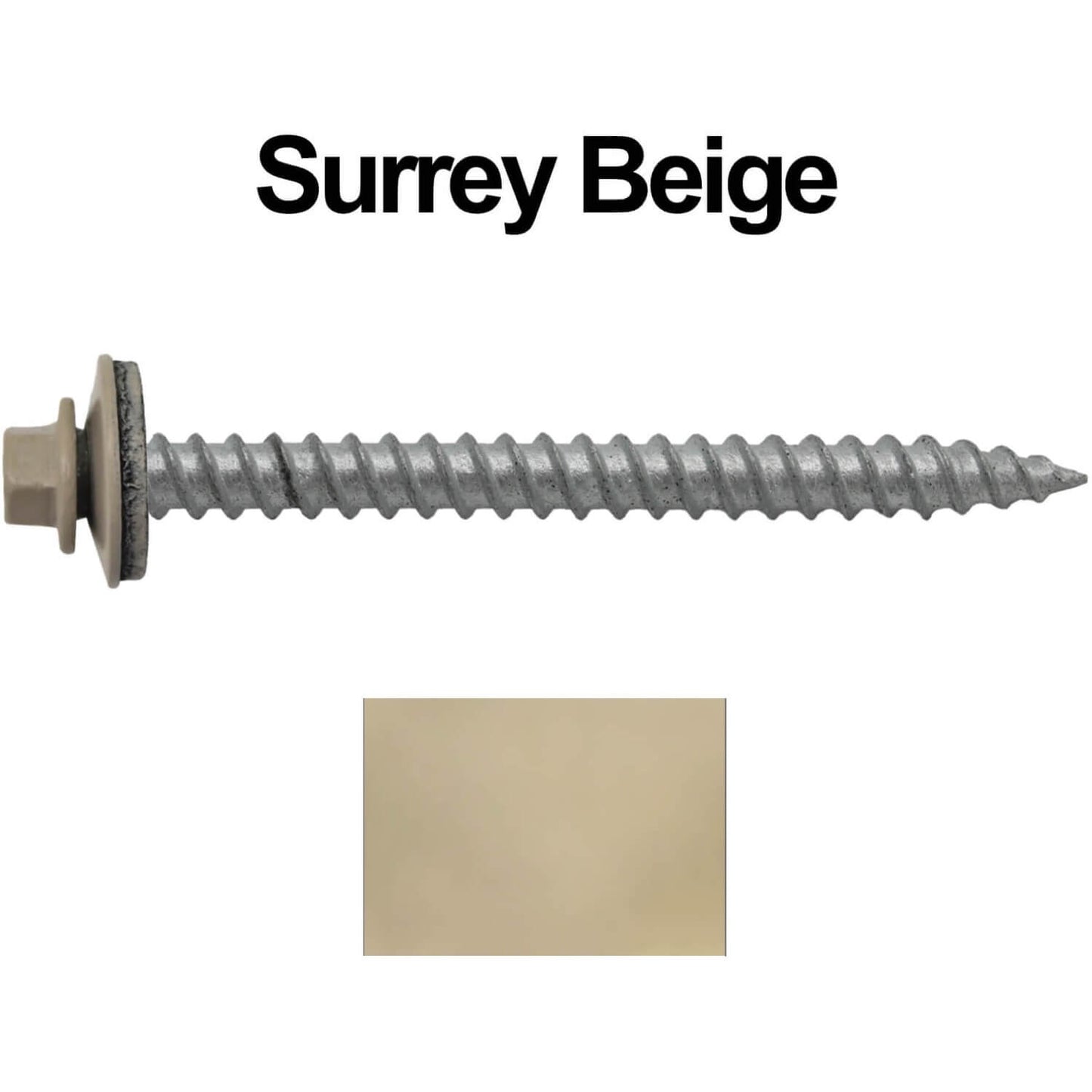 12 x 2-1/2" Metal ROOFING SCREWS - Hex Washer Head - Self starting/self tapping - EPDM washer. Colored head.