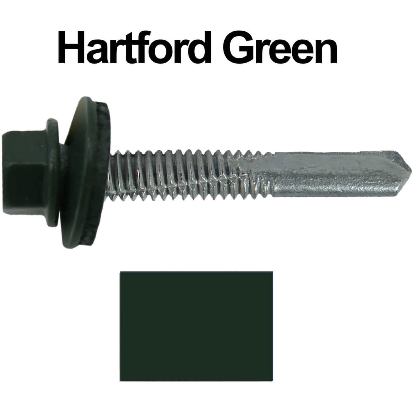 #12 x 1-1/2" Metal to Metal Type #5 Roofing Screws - Hex Head Drill Point. 9/16" EPDM Washer. Colored Head.