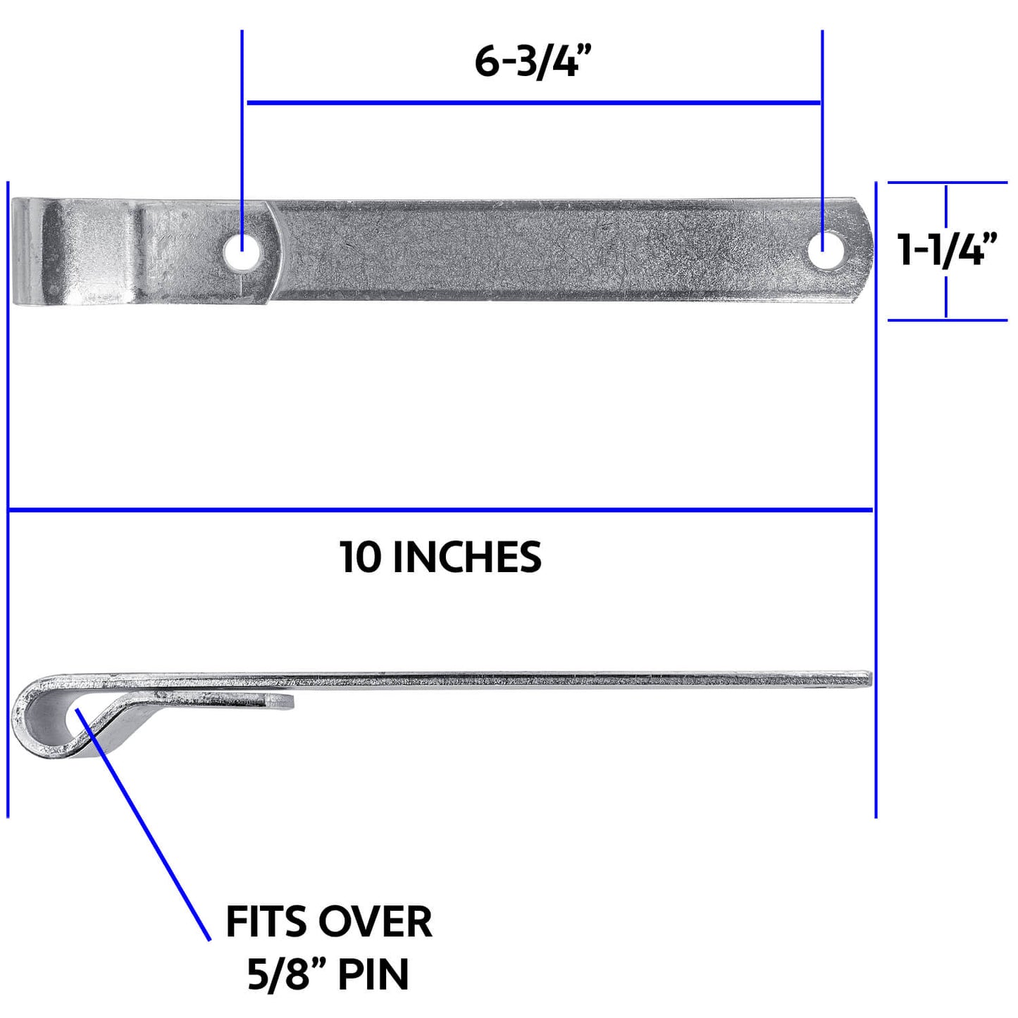 Heavy Duty Wood Gate Strap Hinges - Galvanized Steel with 5/8" Inch Mounting Pin for Lag Screw or J-Bolt Post Hinge