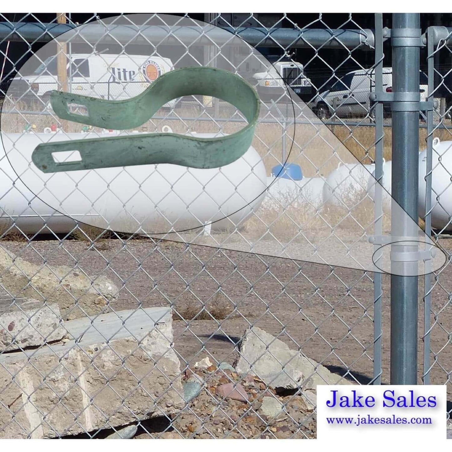 Tension Band for Chain Link Fence - Manufactured from Galvanized Steel to Prevent Rust. Tension Bands Wrap Around the Pipe on the Fence and Attach to a Tension Bar Holding the Chain Link Mesh