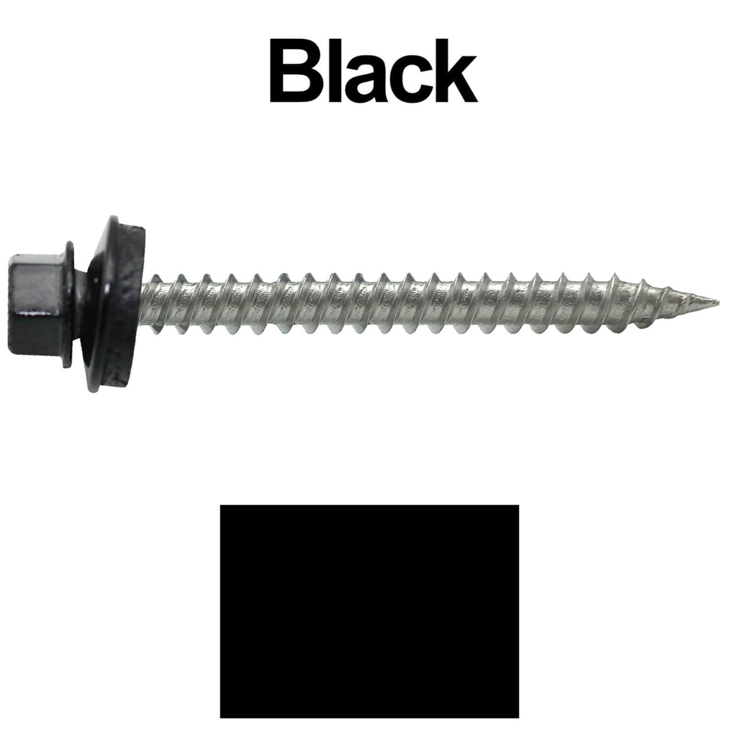 #9 x 2" Stainless Steel Metal Roofing Screws - Hex Washer Head - Self-Piercing (SP) tip metal to wood. EPDM washer. Colored head.