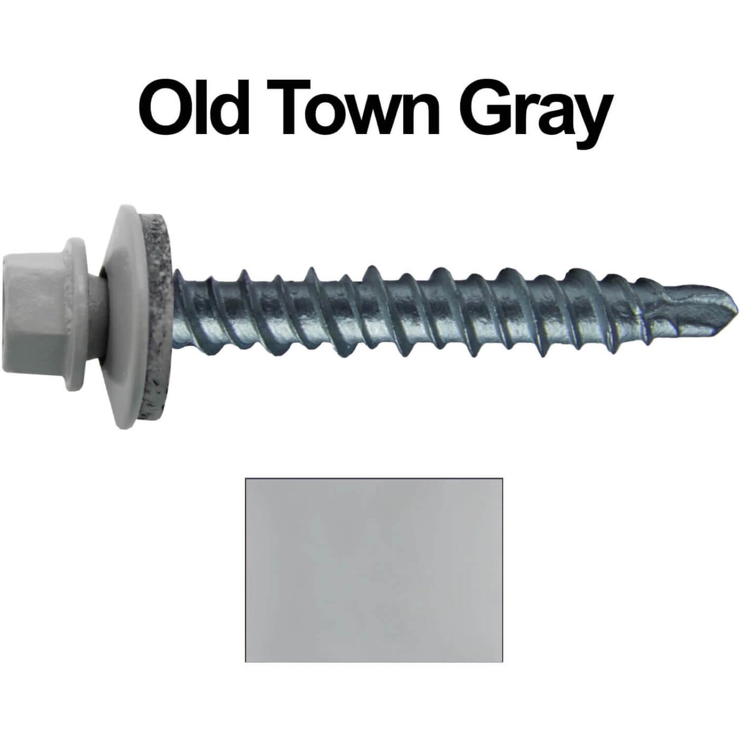 #10 x 1" Mini Driller Sheet Metal Roofing Screw - Hex Washer Head - Self starting metal to wood siding screws. EPDM washer. Colored head.