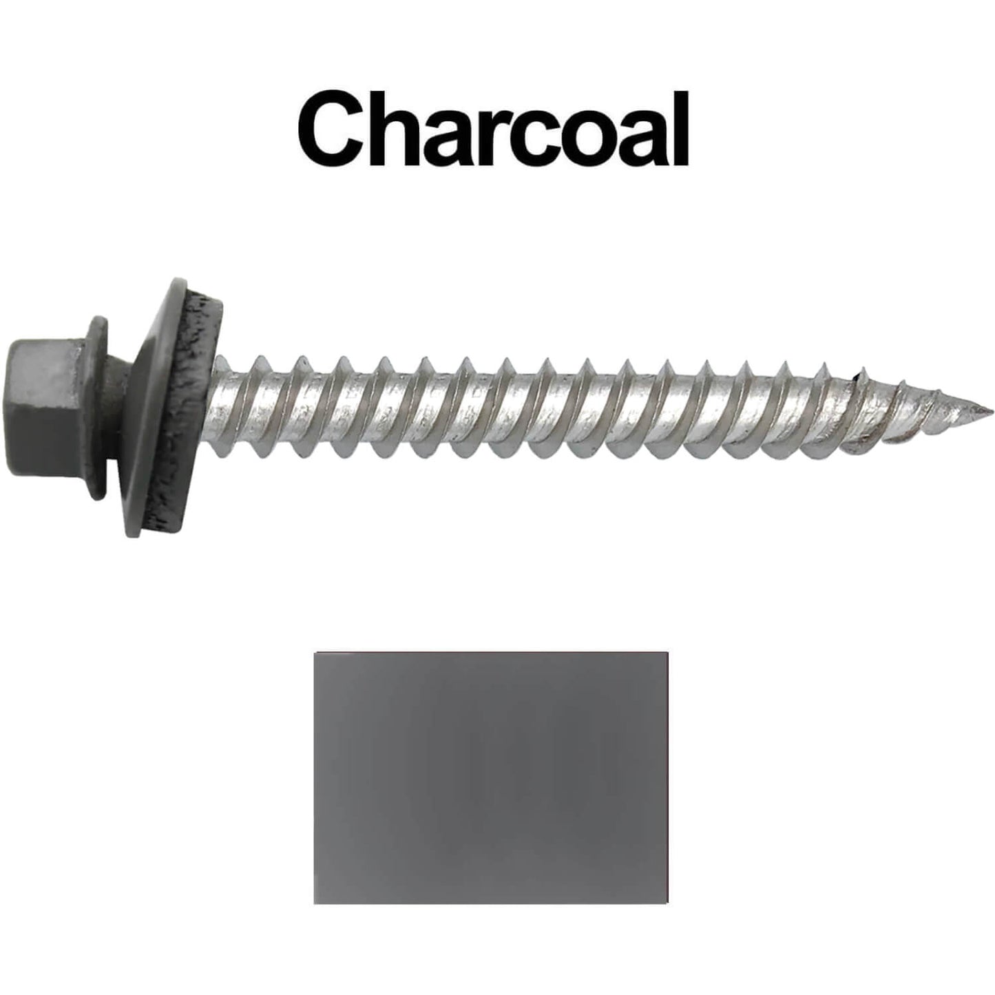 12 x 2" Stainless Steel Metal Roofing Screw - Hex ReGrip Washer Head - Self starting/self tapping - EPDM washer. Colored head.