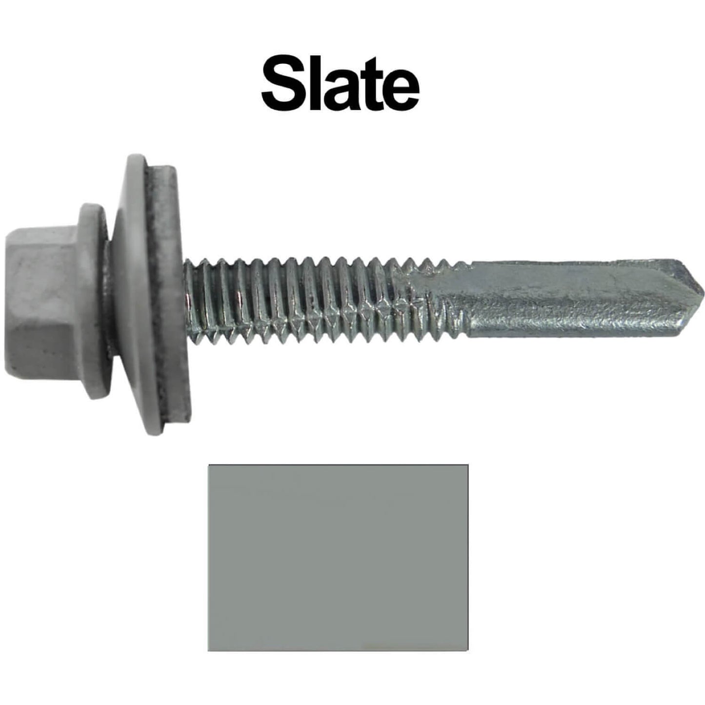 #12 x 1-1/2" Metal to Metal Type #5 Roofing Screws - Hex Head Drill Point. 9/16" EPDM Washer. Colored Head.