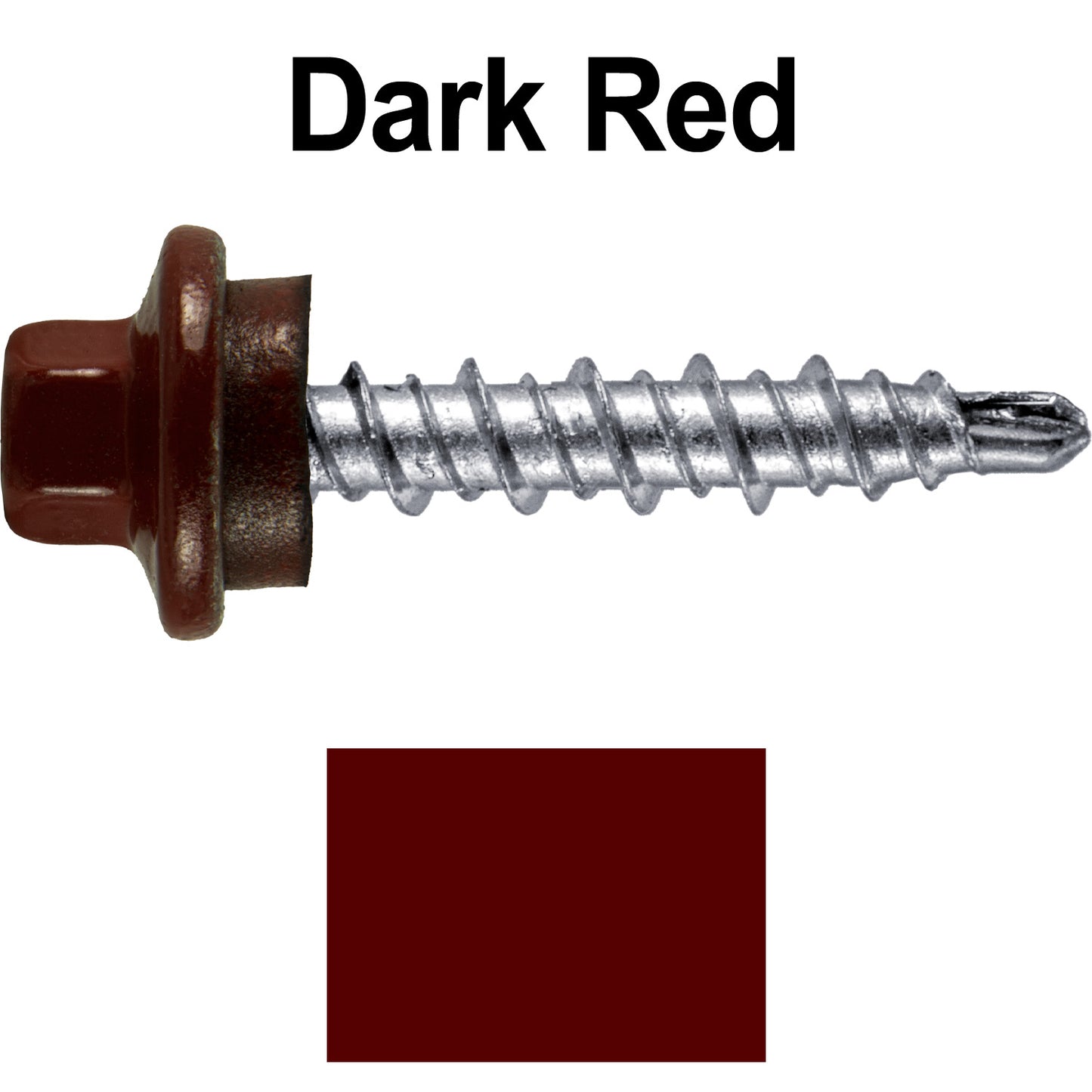 #10 x 1" Stainless Steel Mini Driller Sheet Metal Roofing Screw - Hex Washer Cap - Self starting metal to wood siding screws - EPDM washer. Colored Head.