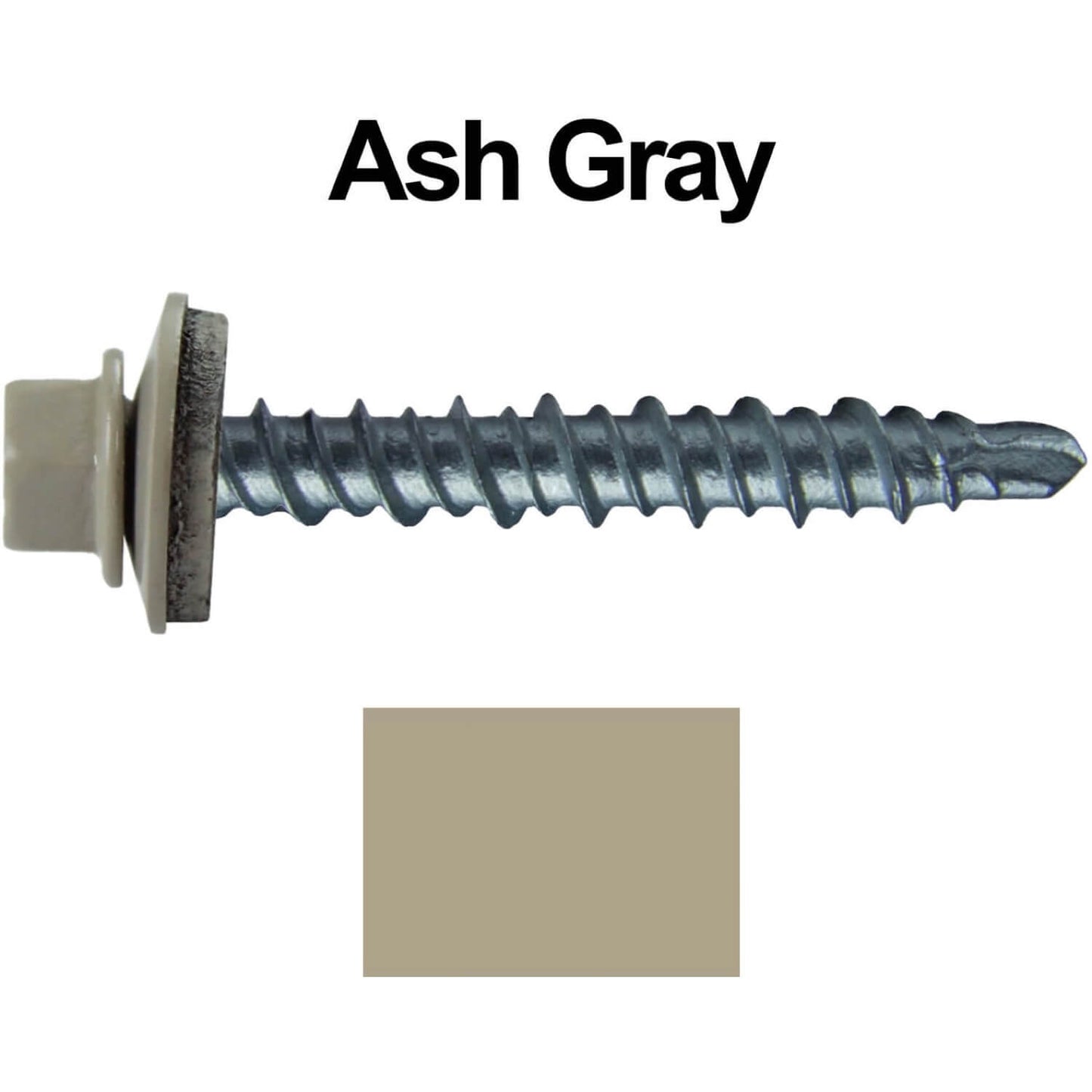 #10 x 1" Mini Driller Sheet Metal Roofing Screw - Hex Washer Head - Self starting metal to wood siding screws. EPDM washer. Colored head.
