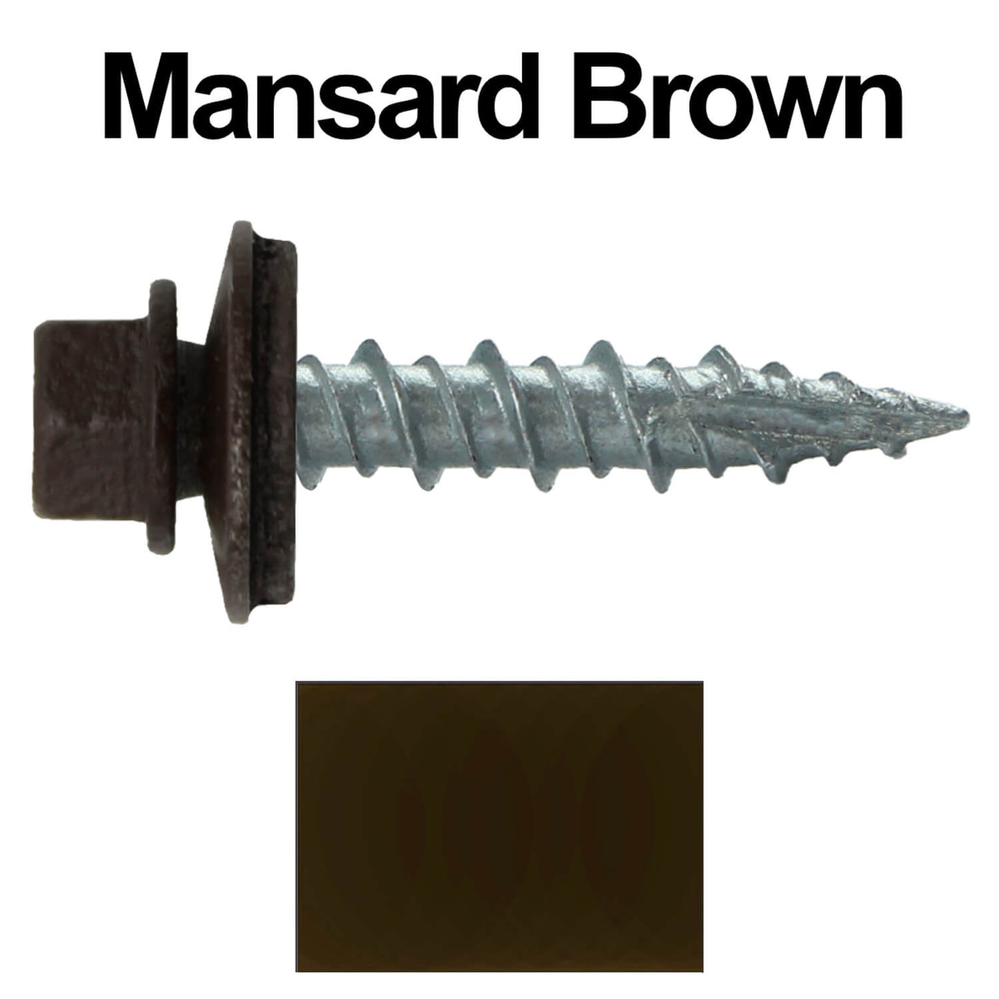 #10 x 1" Metal ROOFING SCREWS - Hex Washer Head - Self starting/self tapping - EPDM washer. Colored head.