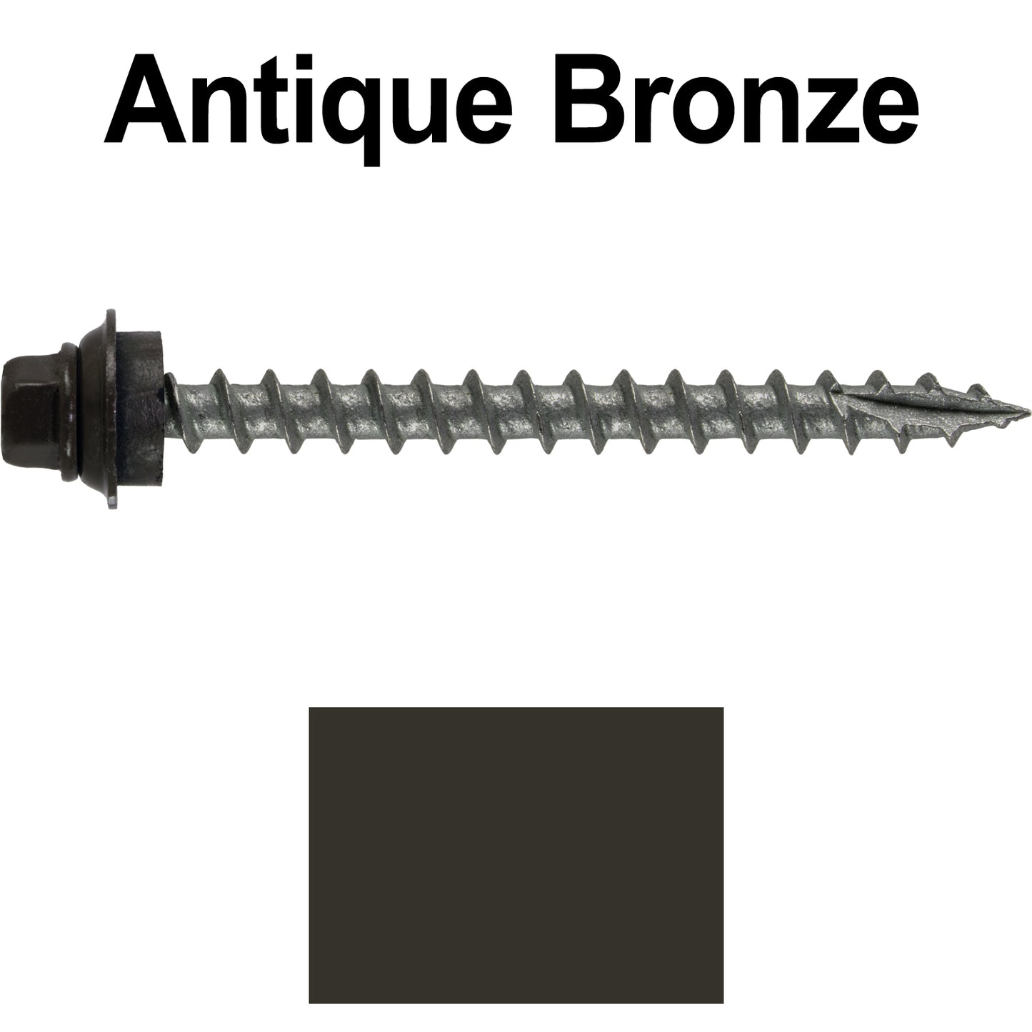 12 X 2-1/2" Metal Roofing Screws For OSB and Plywood - Galvanized Metal to Wood Type 17 Tip - 1/4" Hex Head - Assembled EPDM Washer