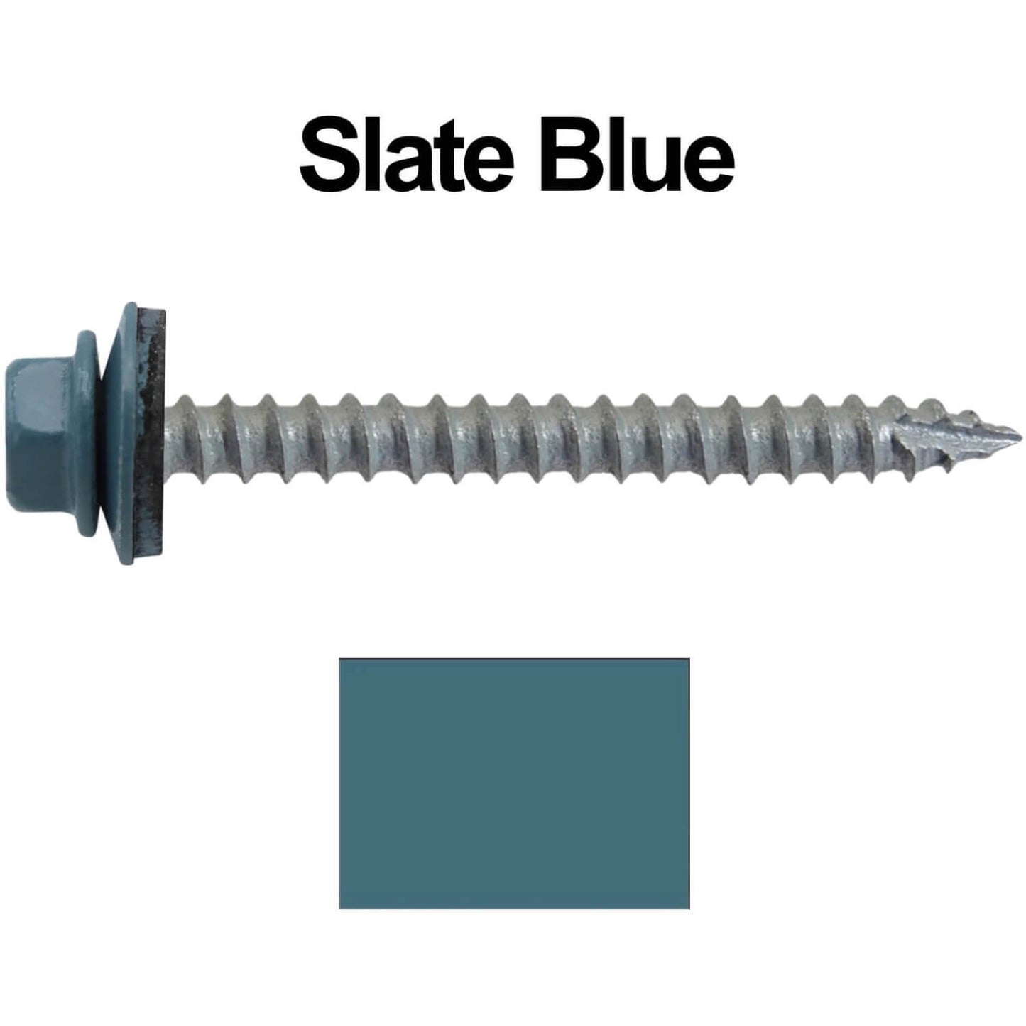 #14 x 2-1/2" Metal ROOFING SCREWS - Hex Washer Head - Self starting/self tapping - EPDM washer. Colored head.