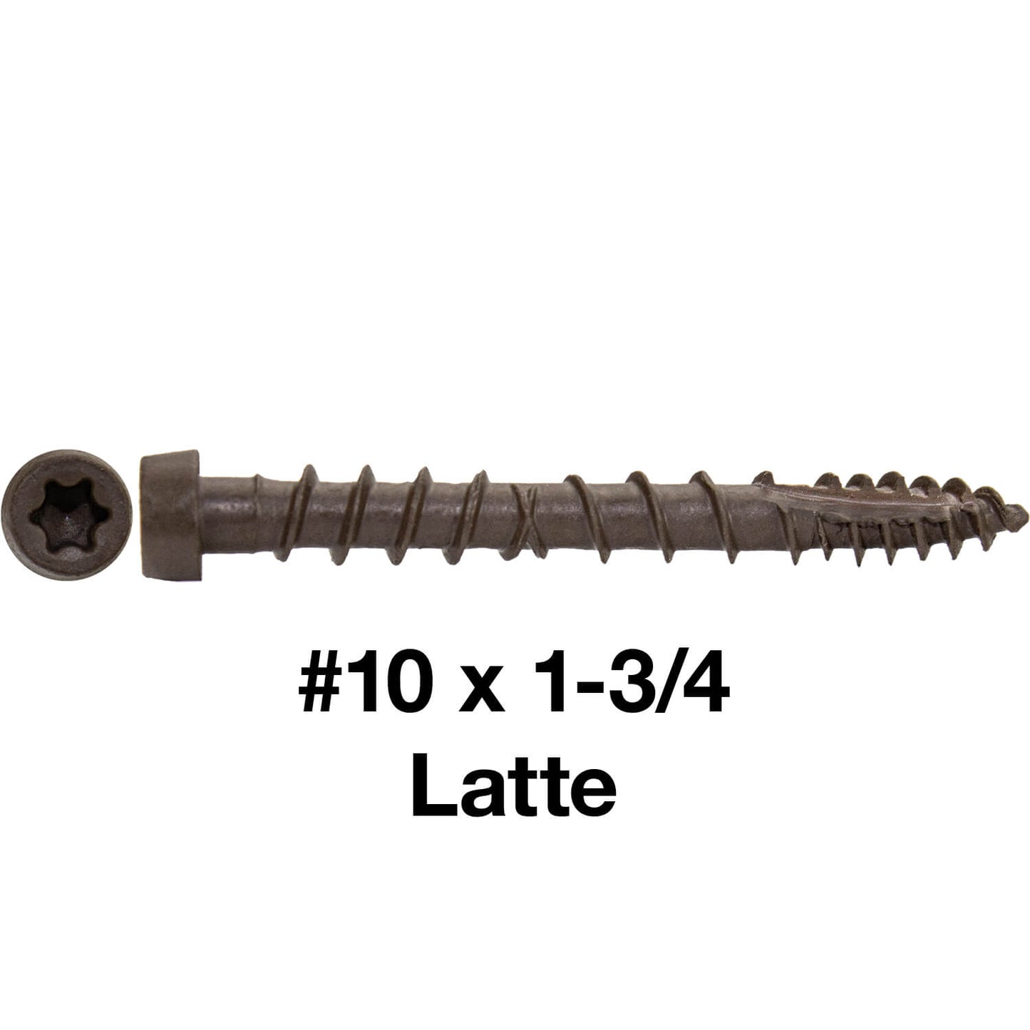 #10 x 1-3/4" Colored Composite Decking Wood Screws with Torx/Star Drive Head (T20 Bit), Exterior Coated, Compatible with Pressure Treated and ACQ Lumber