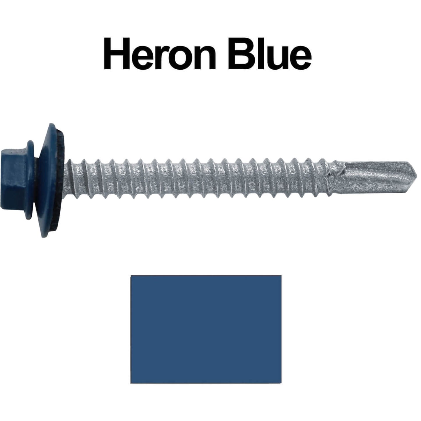 #12 x 2" Metal to Metal Type #3 Metal Roofing Screws - Hex Head Drill Point - 9/16" EPDM Washer.