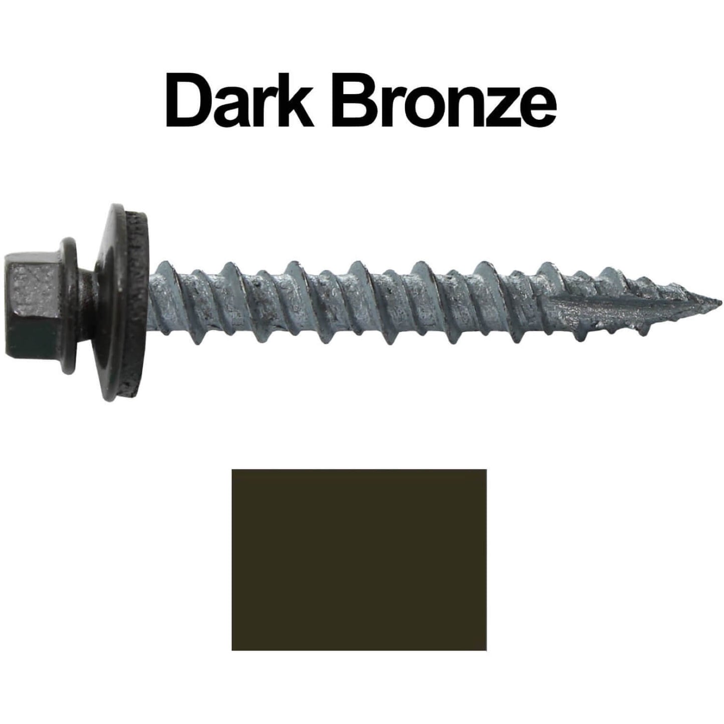 #10 x 1-1/2" Metal ROOFING SCREWS - Hex Washer Head - Self starting/self tapping - EPDM washer. Colored head.
