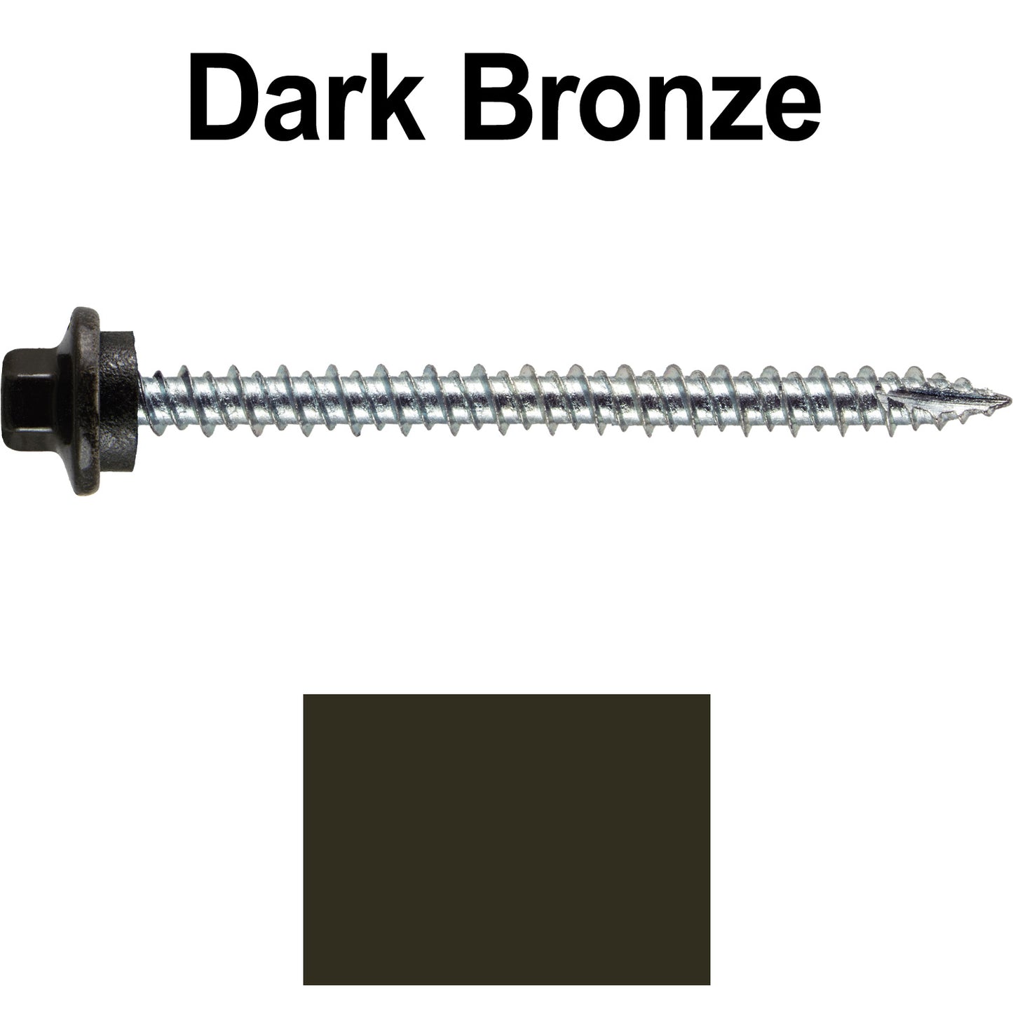 10 x 2-1/2” - STAINLESS HEX / ZINC Sheet Metal Roof Screw. Self starting metal to wood siding screws. EPDM washer. Colored head.