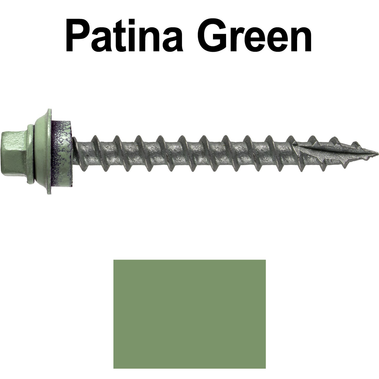 12 X 2" Metal Roofing Screws For OSB and Plywood - Galvanized Metal to Wood Type 17 Tip - 1/4" Hex Head - Assembled EPDM Washer