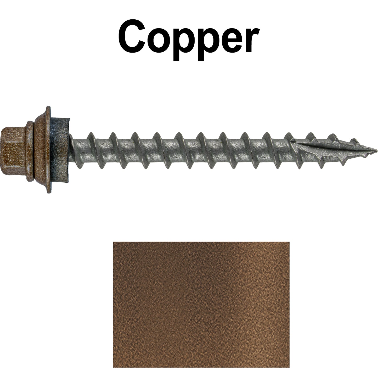 12 X 2" Metal Roofing Screws For OSB and Plywood - Galvanized Metal to Wood Type 17 Tip - 1/4" Hex Head - Assembled EPDM Washer