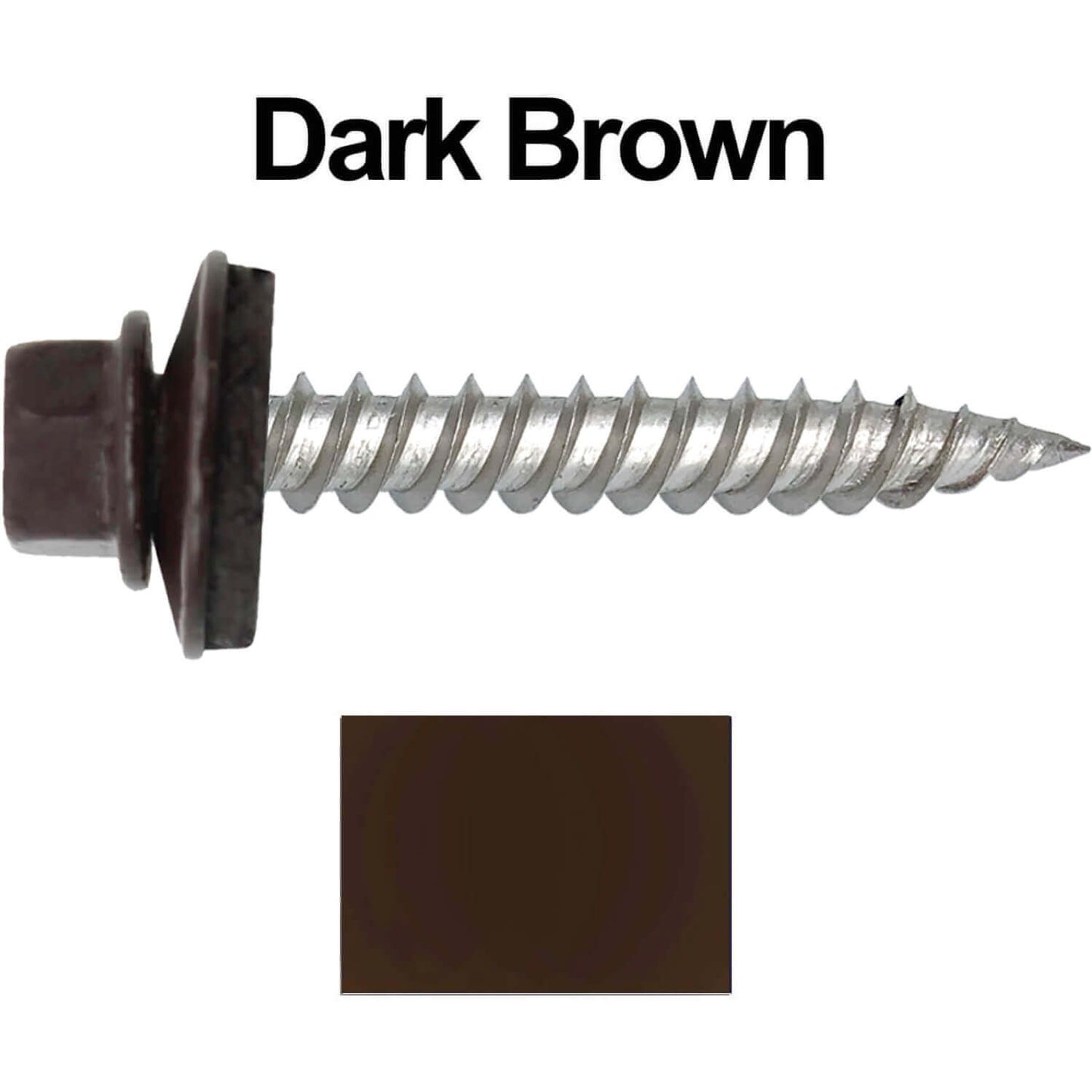 12 x 1-1/2" Stainless Steel Metal Roofing Screw - Hex Washer Head - Self starting/self tapping - EPDM washer. Colored head.