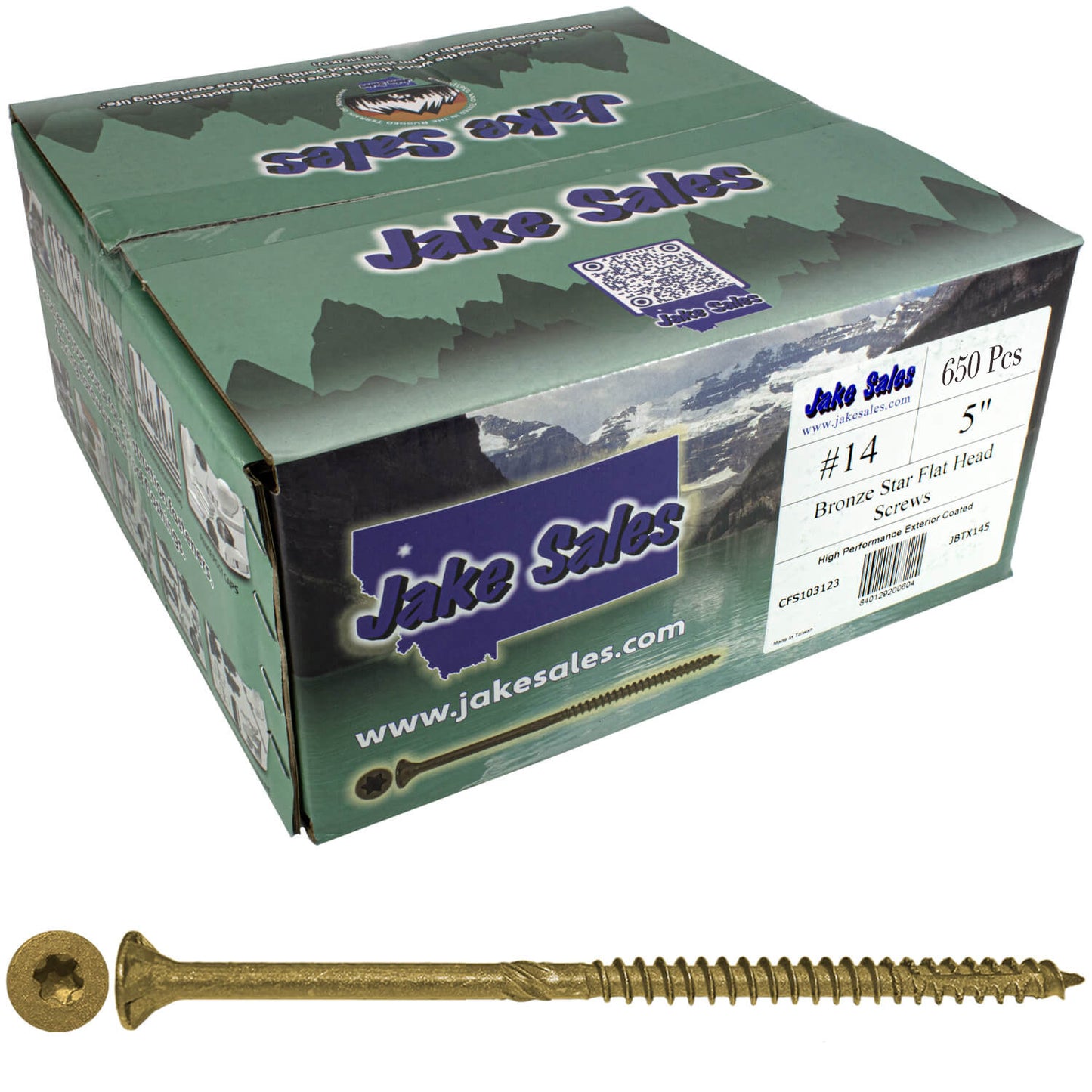 #14 x 5" - 8" Bronze Exterior Coated Wood Screws - Extra Long Bronze Wood Screw with Torx/Star Drive Head - Multipurpose Torx/Star Drive Wood Screws