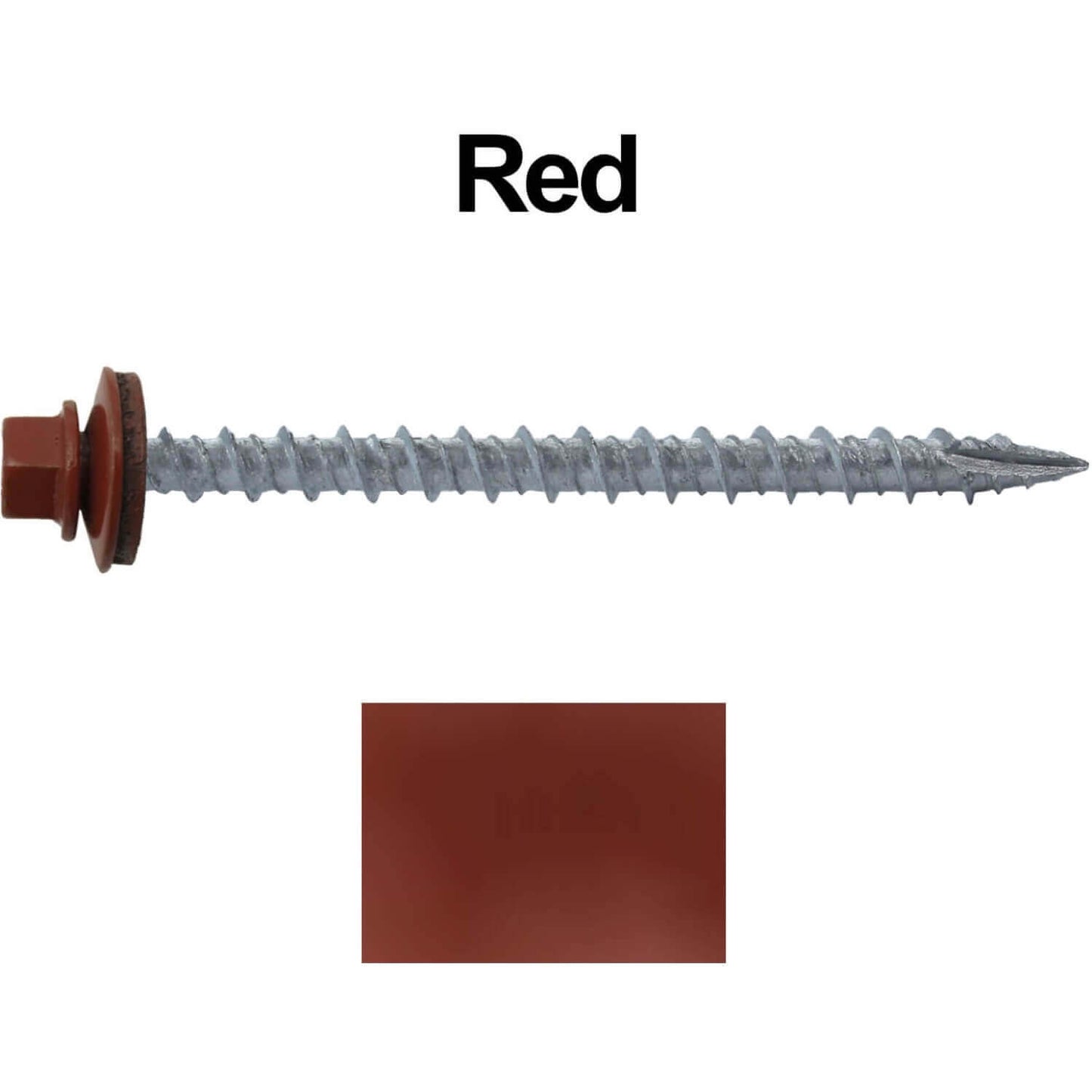 #10 x 2-1/2" Metal ROOFING SCREWS - Hex Washer Head - Self starting/self tapping - EPDM washer. Colored head.