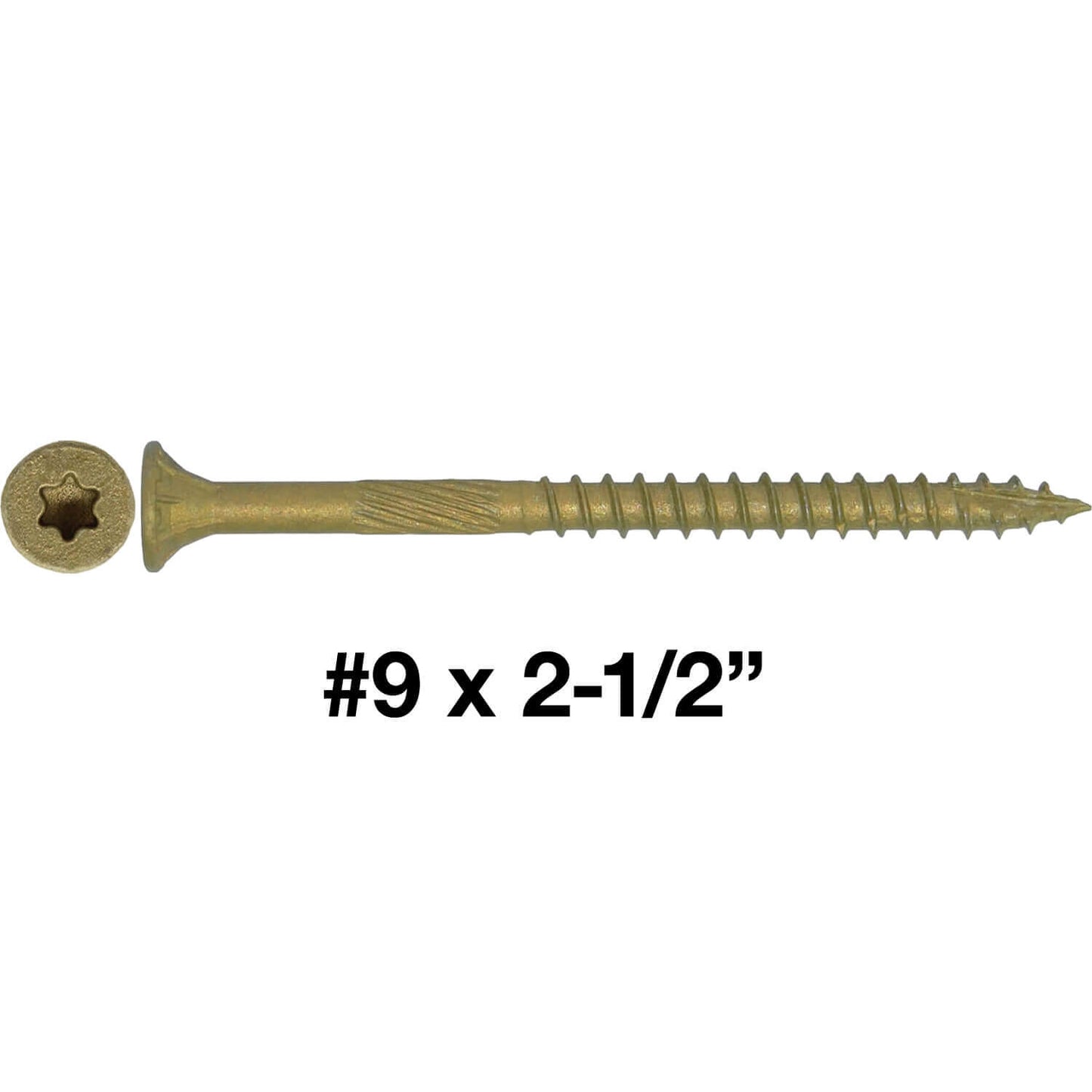 #9 x 1-1/2" - 3-1/8" Bronze Exterior Coated Wood Screw Torx/Star Drive Head - Multipurpose Exterior Coated Torx/Star Drive Wood Screws