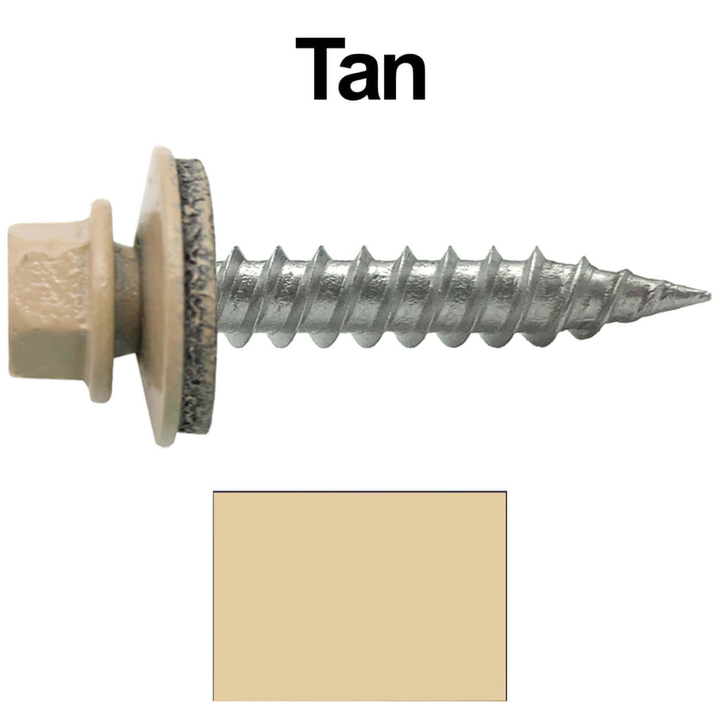#9 x 1" Stainless Steel Metal Roofing Screws - Hex Washer Head - Self-Piercing (SP) tip metal to wood siding screws. EPDM washer. Colored head.