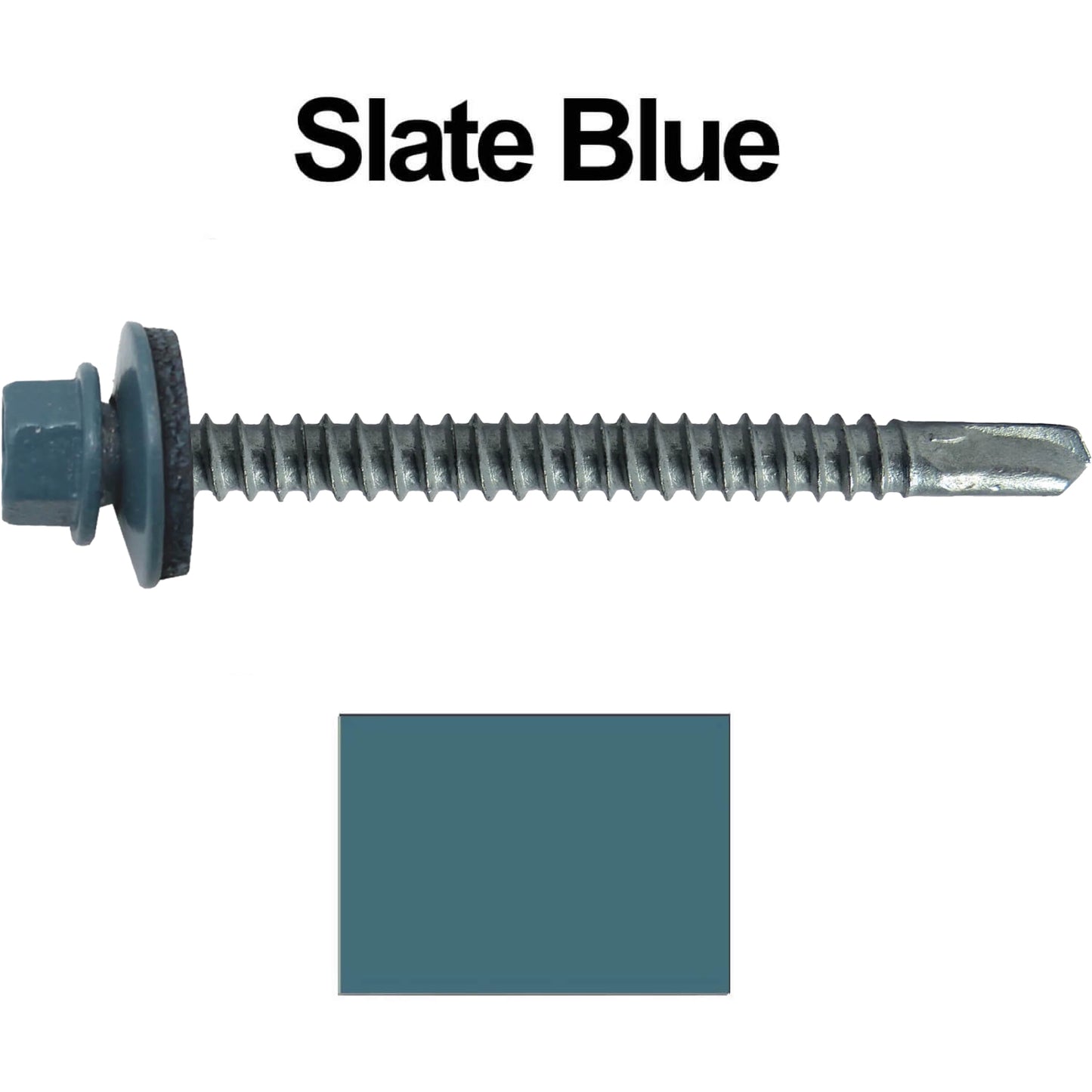#12 X 3" Metal to Metal Type #3 Roofing Screws - Hex Washer Head - Self starting/self tapping - 5/8" EPDM washer. Colored head.
