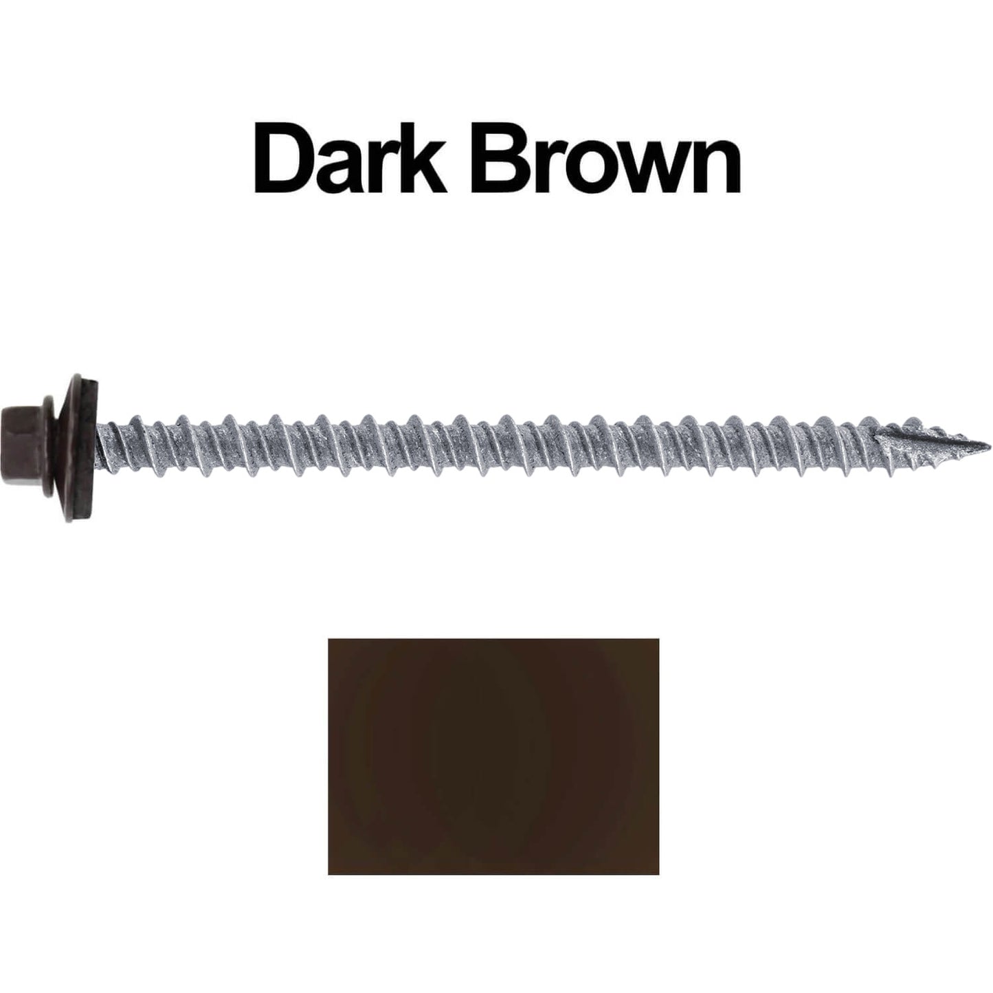 #10 x 3" Metal ROOFING SCREWS - Hex Washer Head - Self starting/self tapping - EPDM washer. Colored head.