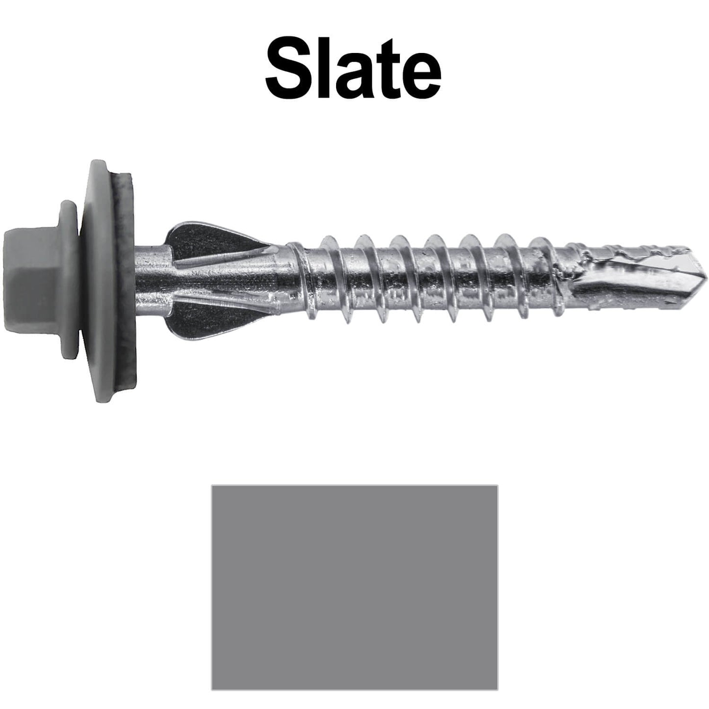 12 X 1-1/2" PFP STAINLESS STEEL Fastener - 1/4" Washer Hex Head - #3 Drill Point Tip - For Polycarbonite, Fiberglass and PVC sheeting. Colored head.