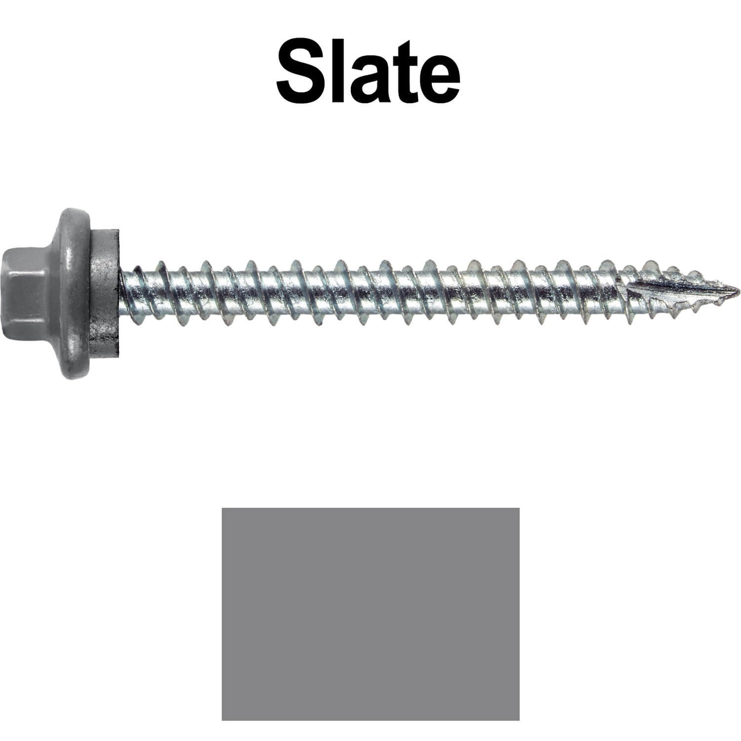 10 x 2” - STAINLESS HEX / ZINC Sheet Metal Roof Screw. Self starting metal to wood siding screws. EPDM washer. Colored head.